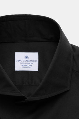 Giampaolo Casual-Hemd Haifisch-Kragen schwarz