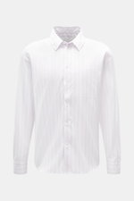 Front view of Maison Kitsuné Casual Shirt Kent Collar rose/anthracite striped, pure cotton, smooth touch, fine striped pattern, regular fit, kent collar, brand-typical logo stitching, classic sport cuff, movement pleats on the back, rounded hem.