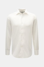Gherardi Cord-Hemd Haifisch-Kragen offwhite, feincord Baumwolle, Slim Fit, Haifisch-Kragen, französische Knopfleiste, Sportmanschette, Taillenabnäher, gerundeter Saum, Frontansicht.