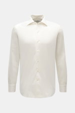 Vorderansicht des Gherardi Casual Hemd Haifisch-Kragen creme aus feinem Gabardine, soft mit leicht elastischer Baumwolle, Extra Slim Fit.