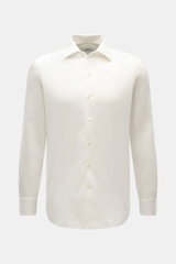 Vorderansicht des Gherardi Casual Hemd Haifisch-Kragen creme aus feinem Gabardine, soft mit leicht elastischer Baumwolle, Extra Slim Fit.