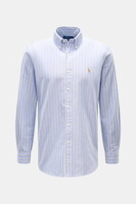 Front view of Polo Ralph Lauren Oxford shirt with button-down collar blue/dark grey/white striped, featuring classic stripes and polo player stitching.

<p>Timeless Oxford elegance: This shirt by POLO RALPH LAUREN combines a sporty character with a classi