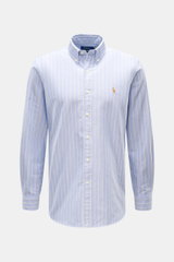Front view of Polo Ralph Lauren Oxford shirt with button-down collar blue/dark grey/white striped, featuring classic stripes and polo player stitching.

<p>Timeless Oxford elegance: This shirt by POLO RALPH LAUREN combines a sporty character with a classi