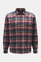 Polo Ralph Lauren Flannel shirt narrow collar multicolor checkered shown from front, flannel made of pure cotton, soft touch, classic check pattern, regular fit, narrow collar, patch chest pockets with flap, patch button placket, classic sport cuff, round