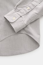 Close-up front view of Polo Ralph Lauren Oxford Shirt Button-Down Collar Black/White Striped, showing cuff, button placket, and rounded hem.

Description: <p>Stylish classic with attention to detail: This sporty shirt from POLO RALPH LAUREN is made of pur