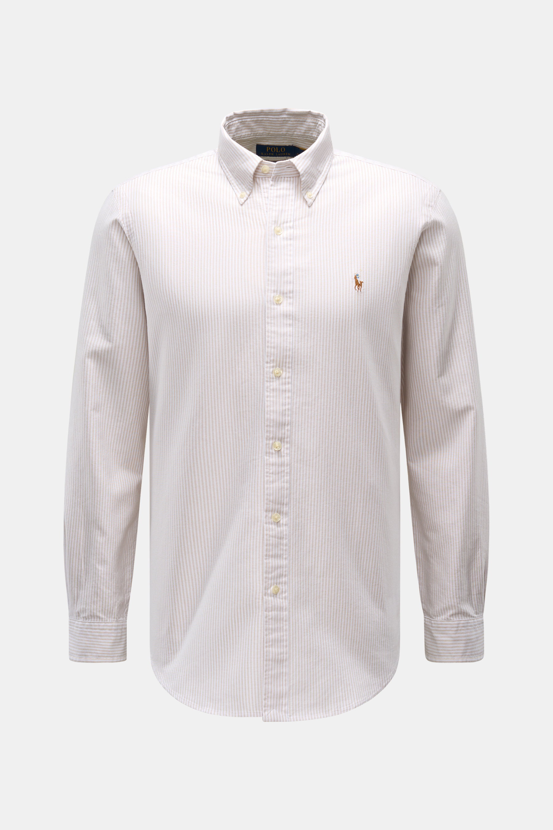 Polo Ralph Lauren Oxford-Hemd Button-Down-Kragen beige/weiß gestreift