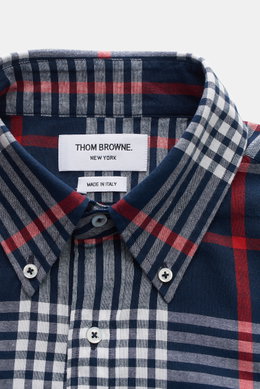 Thom Browne Kurzarmhemd Button-Bown-Kragen navy/weiß/rot kariert