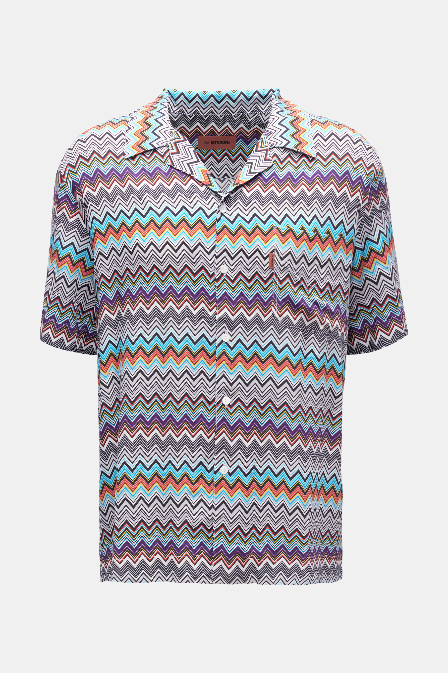 Missoni Kurzarmhemd Kubanischer Kragen violett/rot/azurblau gemustert
