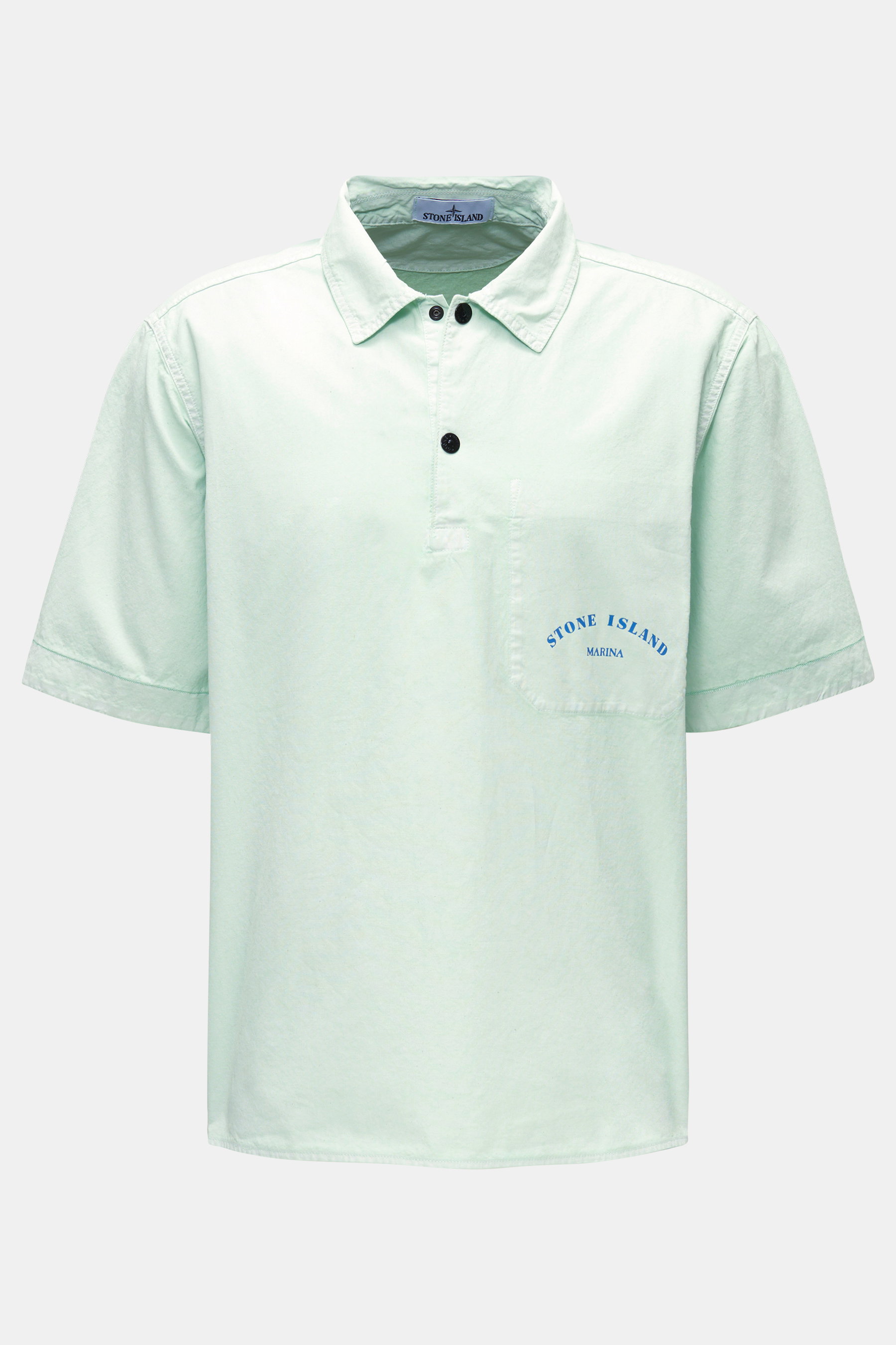 Stone Island Popover-Kurzarmhemd 'Marina' Kent-Kragen mintgrün