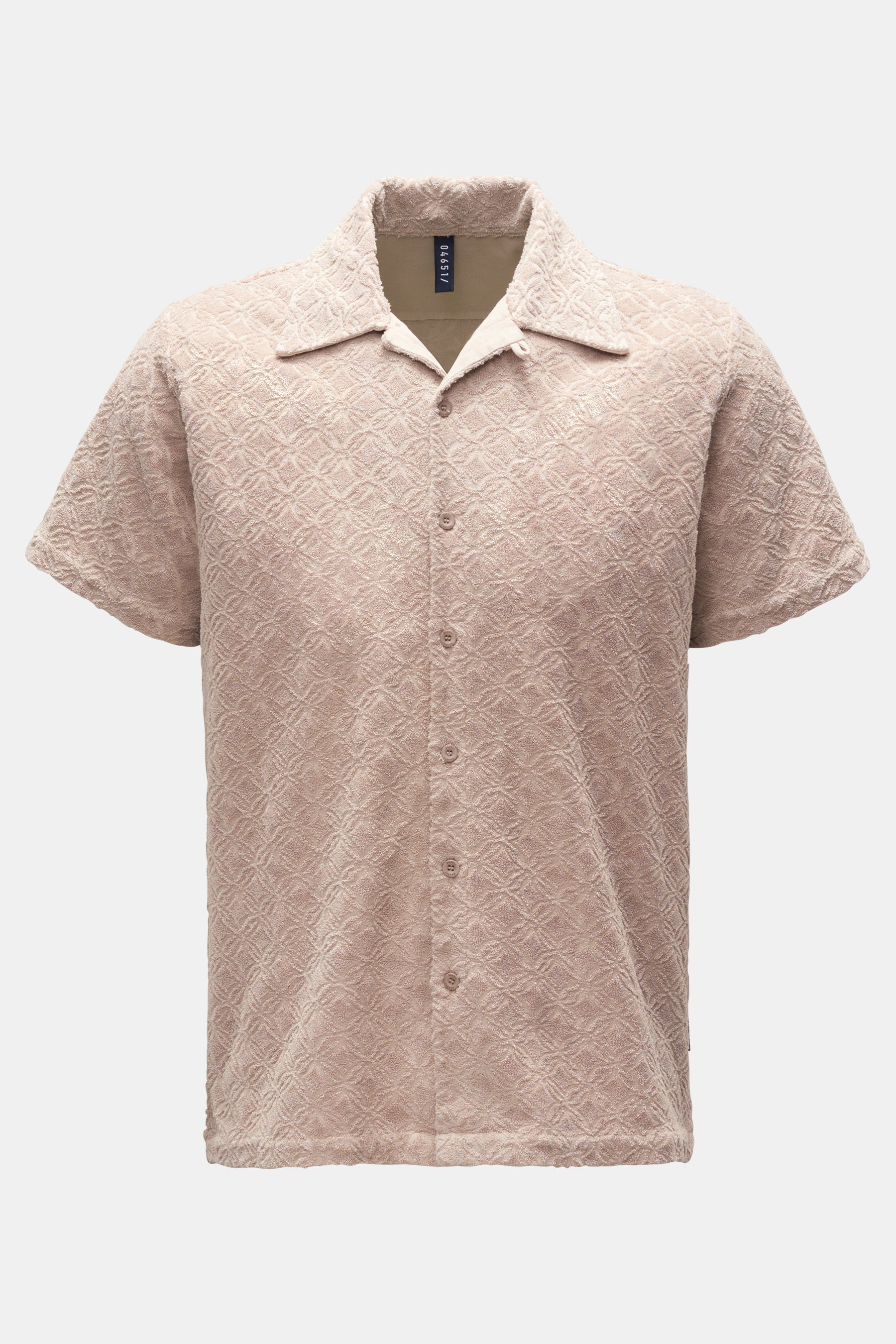 04651/ A trip in a bag Frottee-Kurzarmhemd 'Terry Shirt' Kent-Kragen beige gemustert