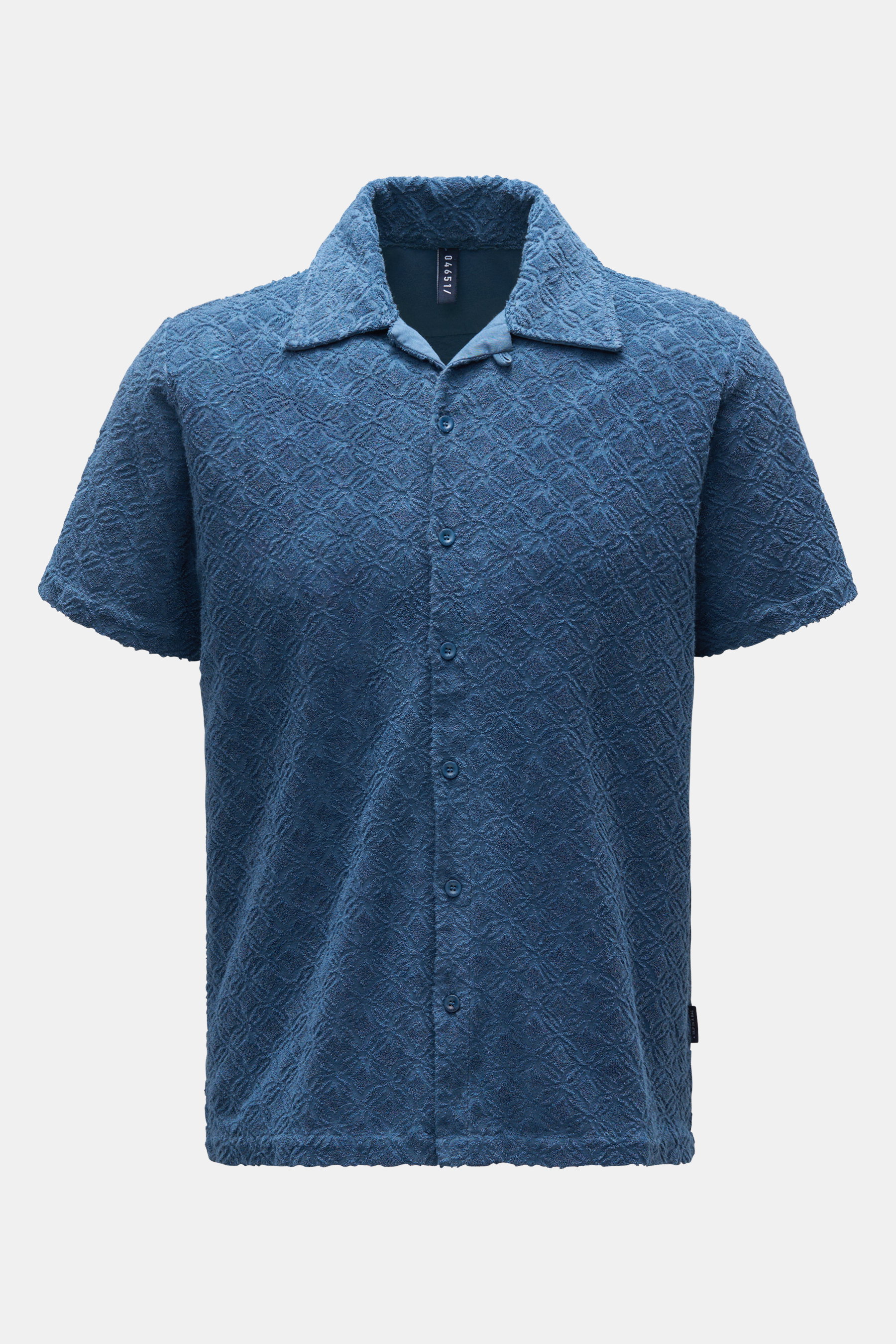 04651/ A trip in a bag Frottee-Kurzarmhemd 'Terry Shirt' Kent-Kragen dunkelblau gemustert