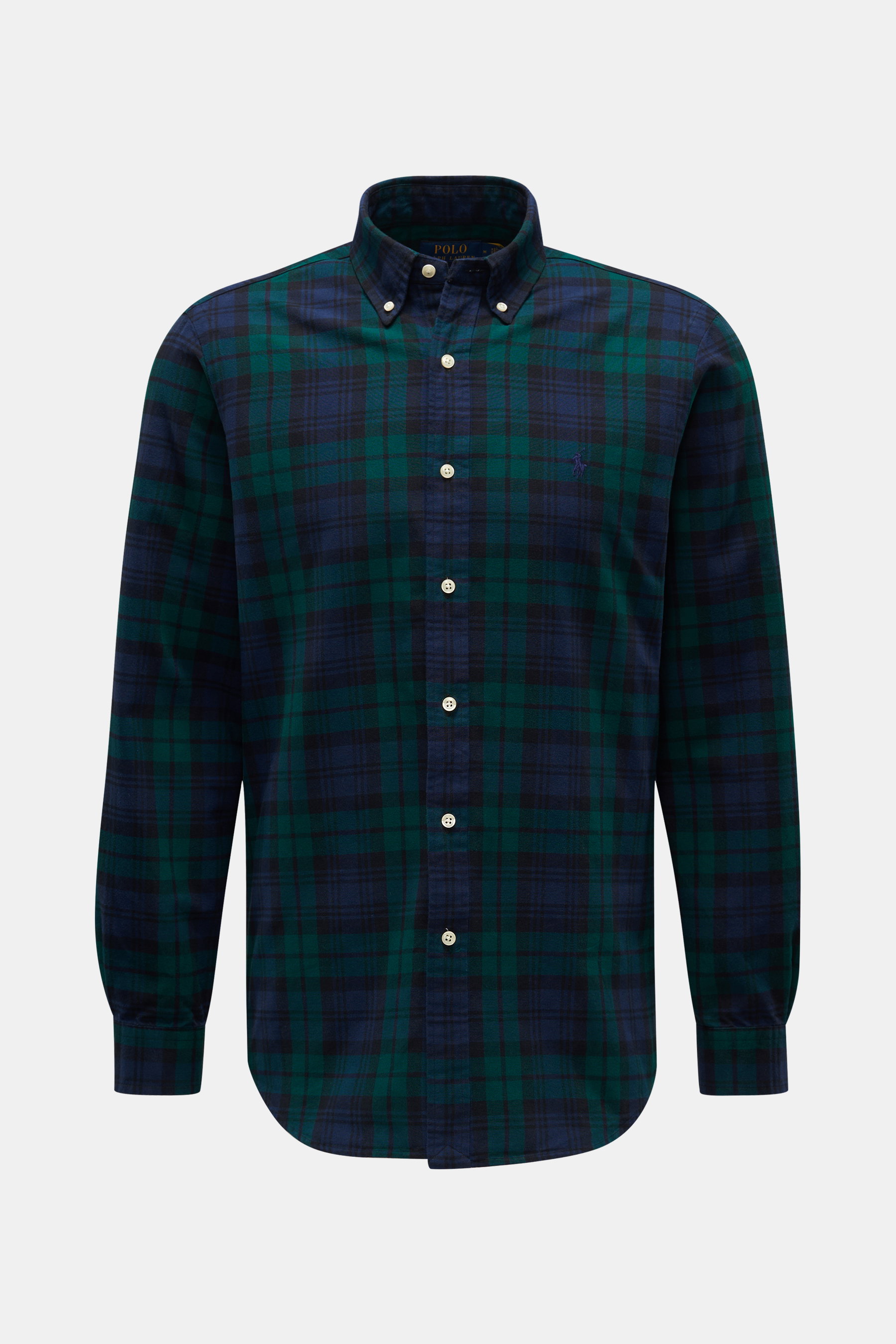 Polo Ralph Lauren Flanellhemd Button-Down-Kragen dunkelblau/grün kariert