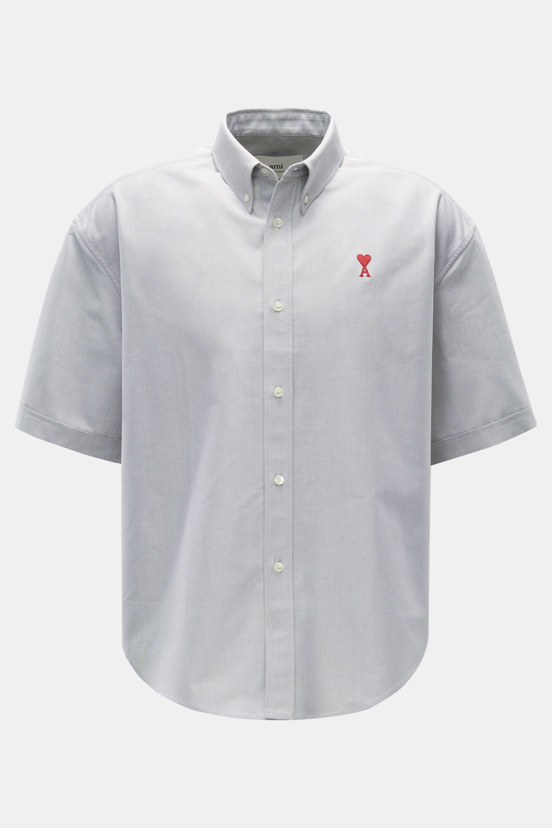 Ami Paris Kurzarmhemd Button-Down-Kragen 'Loden' hellgrau