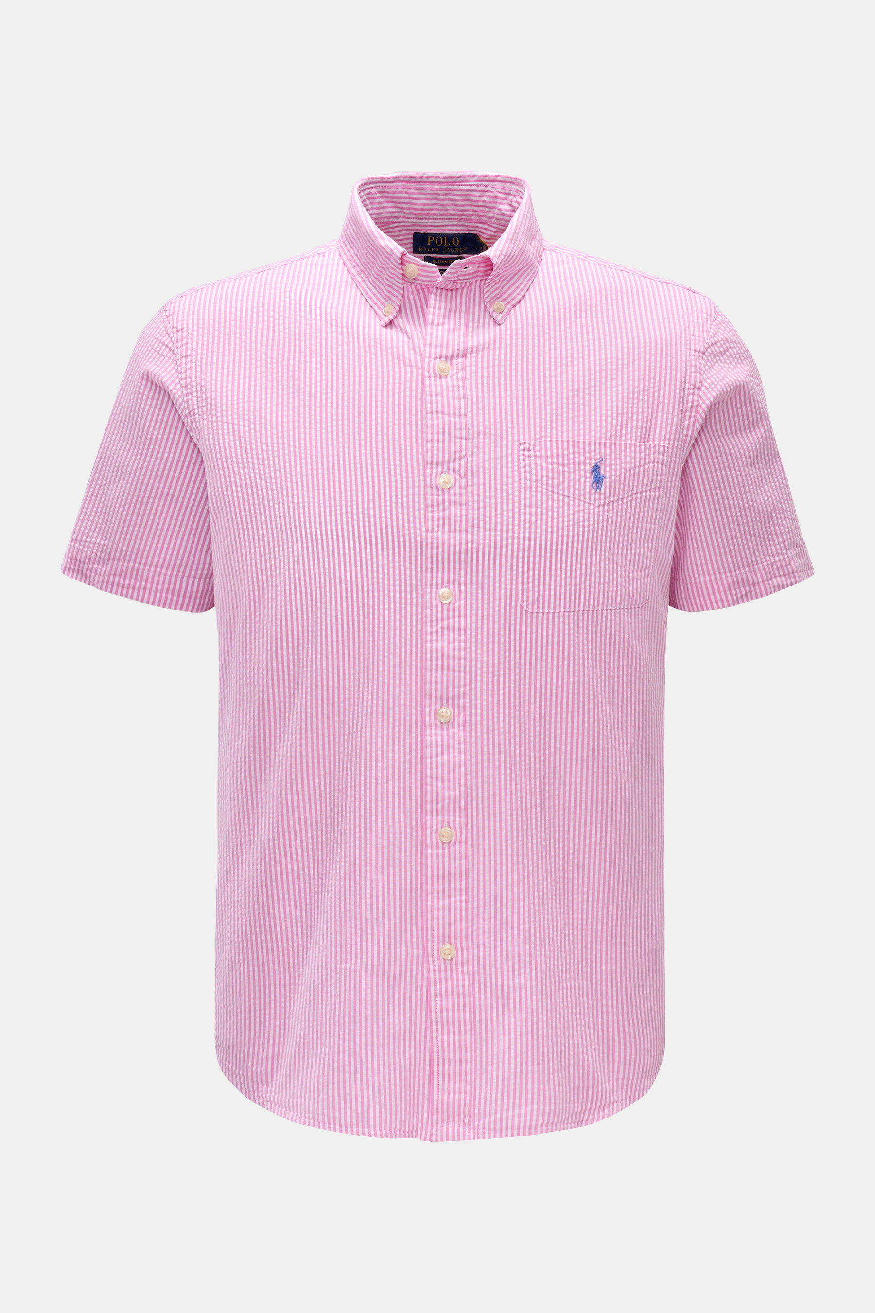 Polo Ralph Lauren Seersucker-Kurzarmhemd Button-Down-Kragen rosé/weiß gestreift