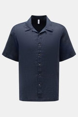04651/ A trip in a bag Linen short sleeve shirt open collar navy