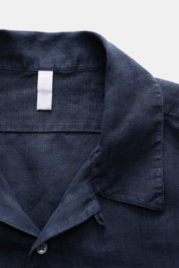 04651/ A trip in a bag Linen short sleeve shirt open collar navy