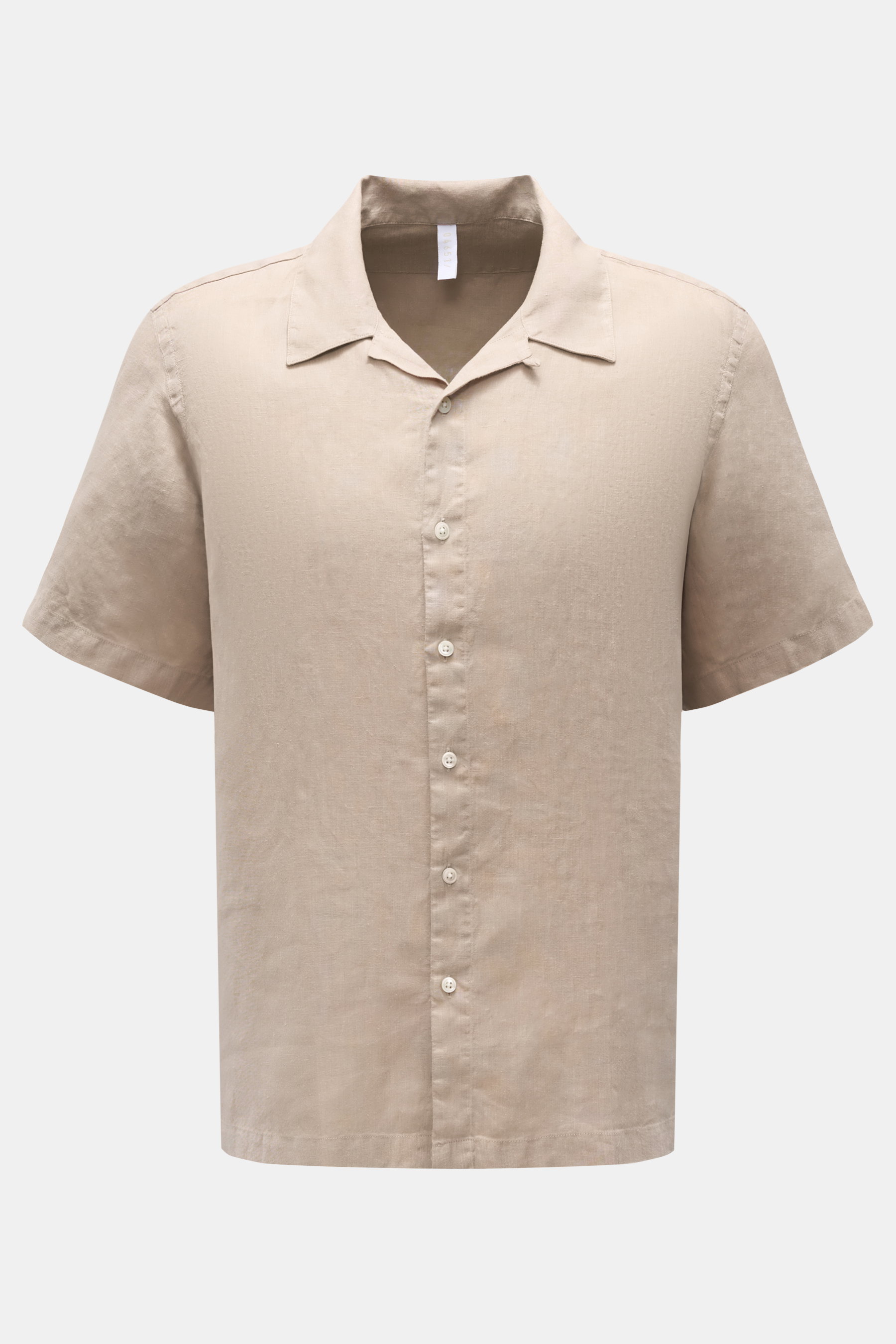 04651/ A trip in a bag Leinen Kurzarmhemd 'Linen Cuba' Kubanischer Kragen sand