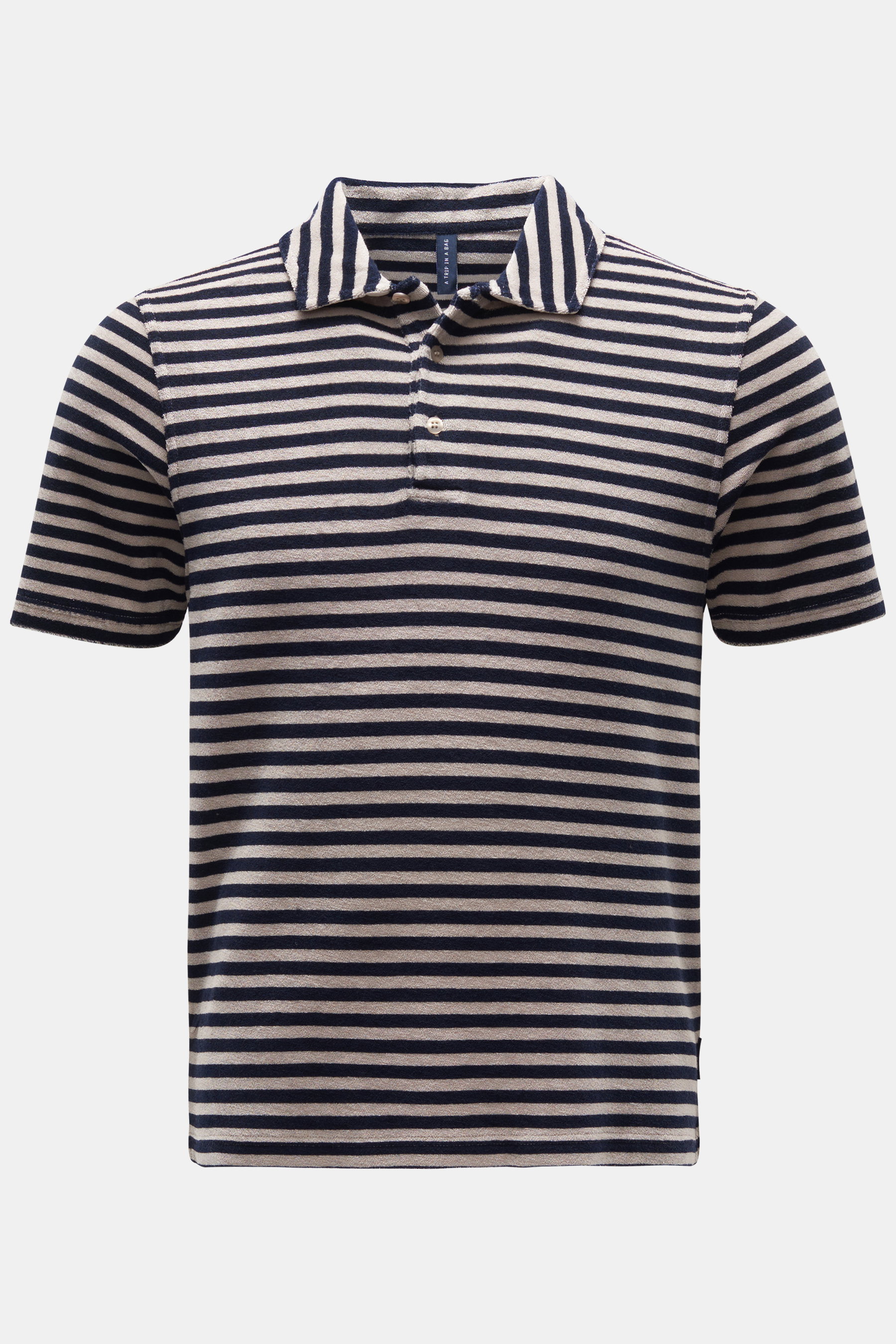 04651/ A trip in a bag Frottee-Poloshirt 'Terry Stripe Polo' beige/navy gestreift