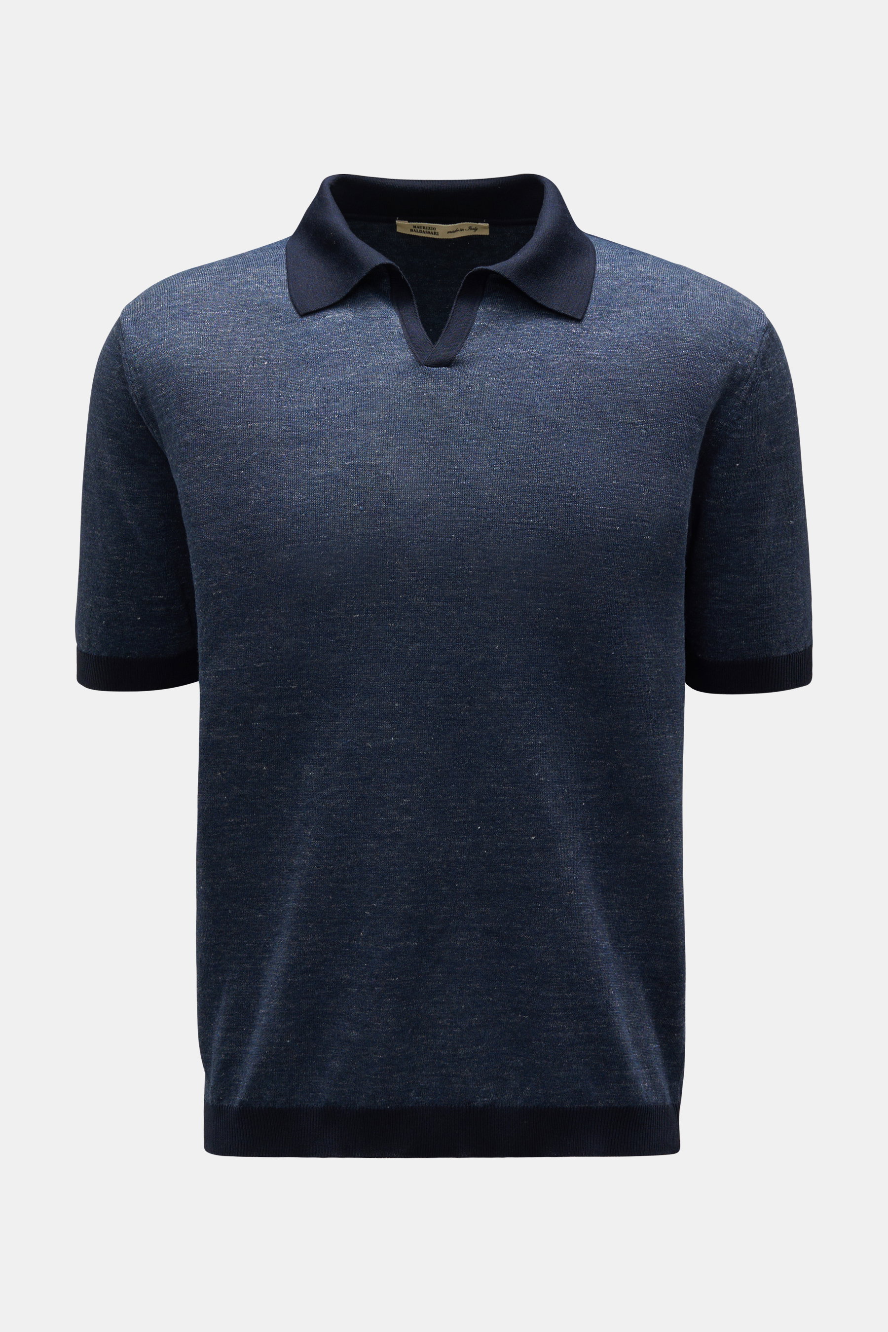 Maurizio Baldassari Leinen Kurzarm-Strickpolo navy