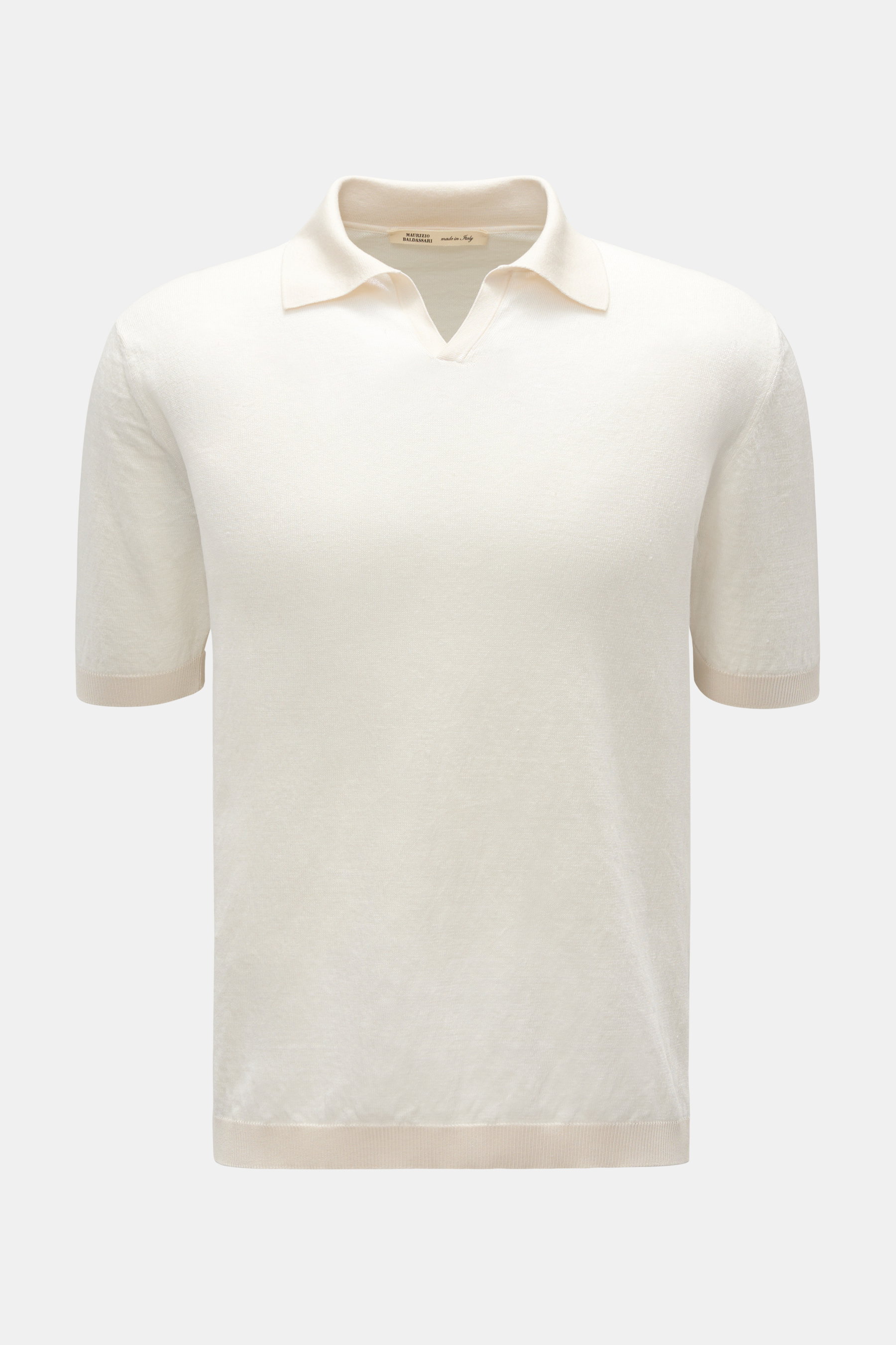 Maurizio Baldassari Leinen Kurzarm-Strickpolo offwhite