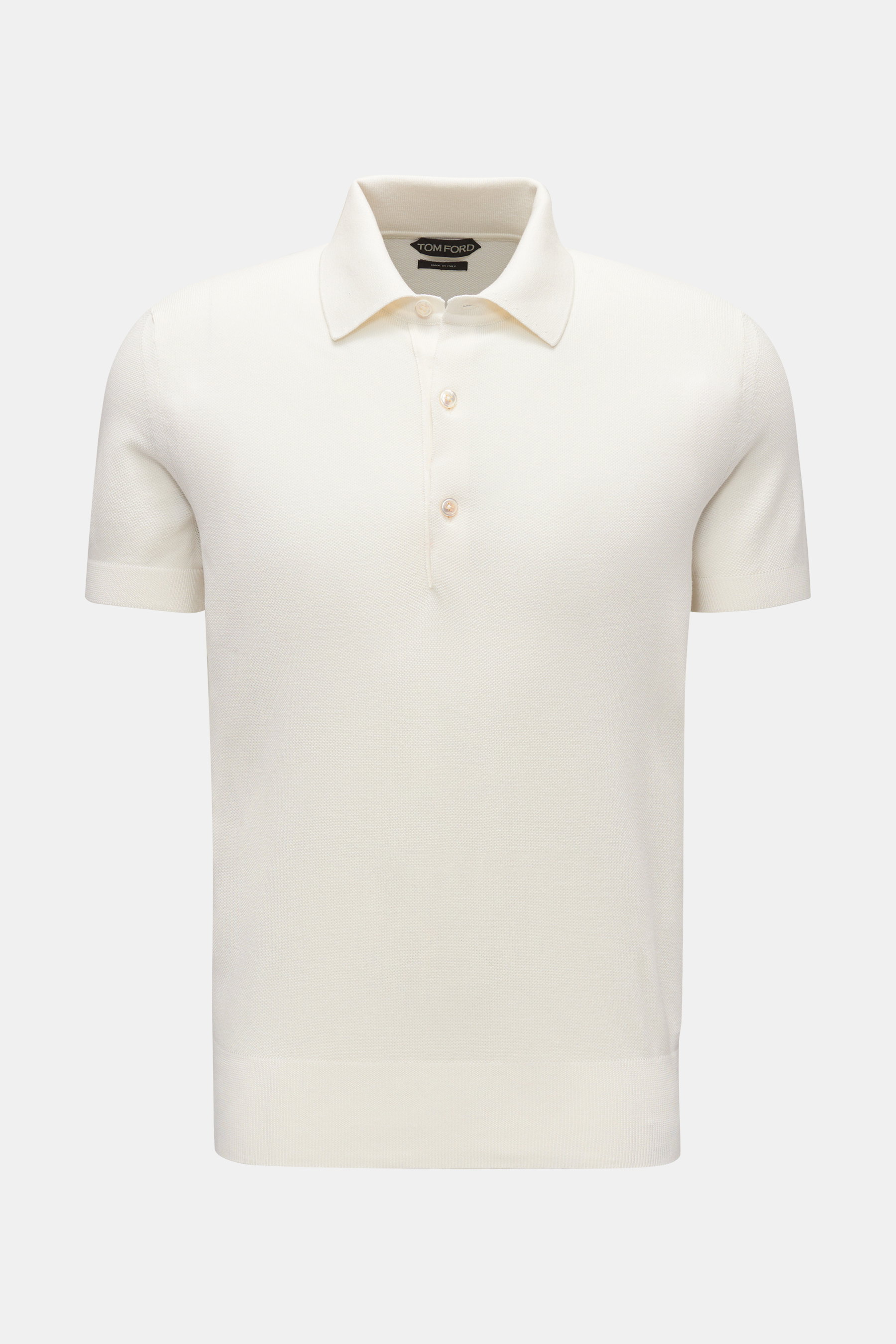Tom Ford Kurzarm-Strickpolo offwhite
