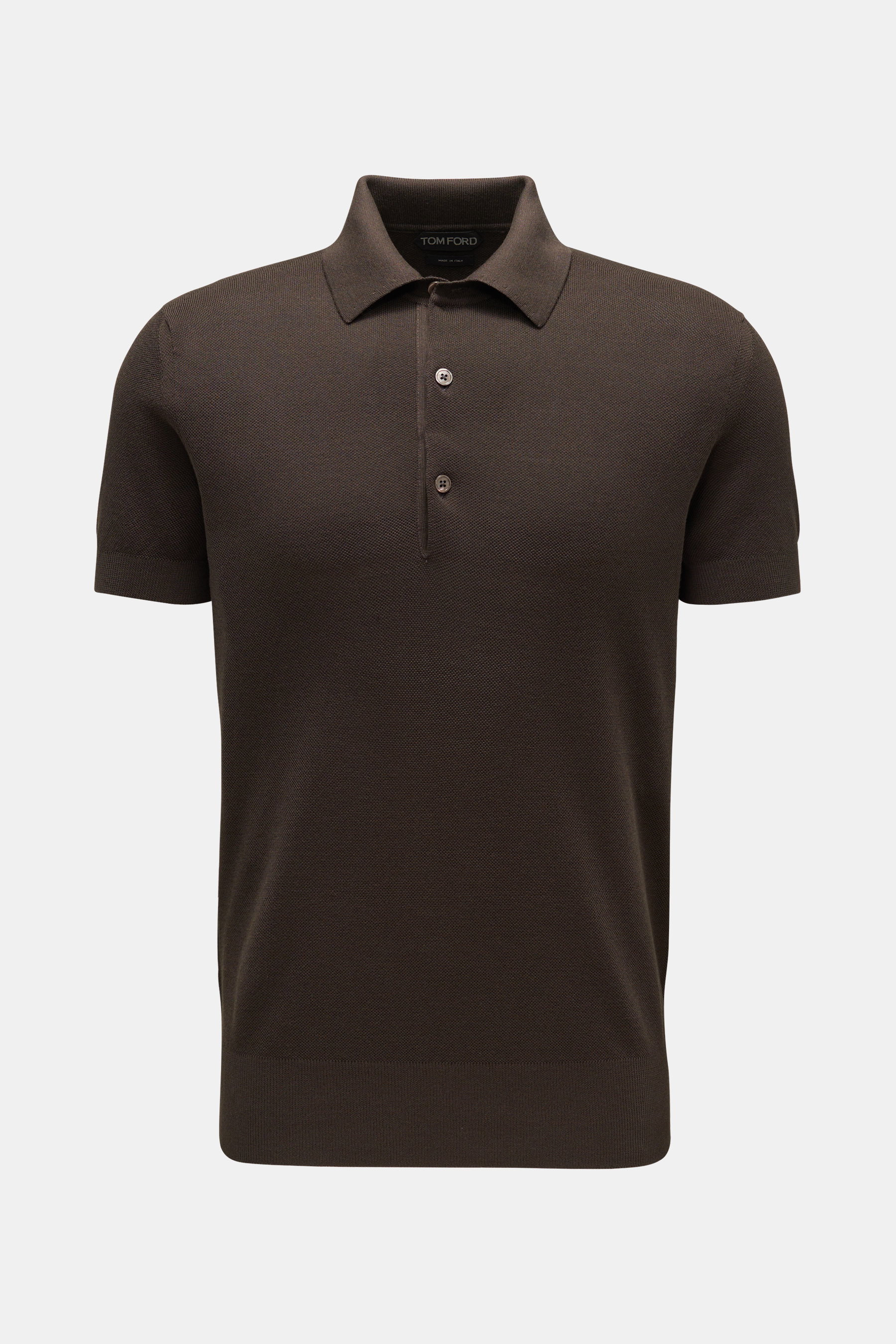 Tom Ford Kurzarm-Strickpolo dunkelbraun