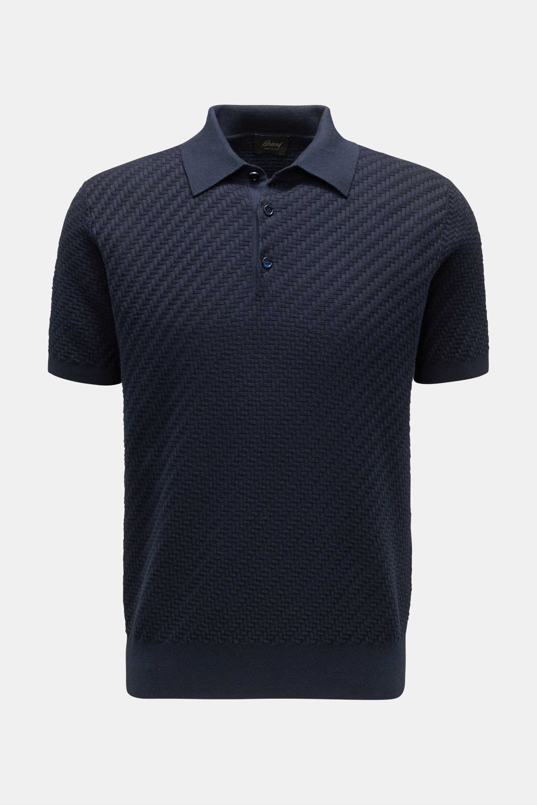 Brioni Kurzarm-Strickpolo navy