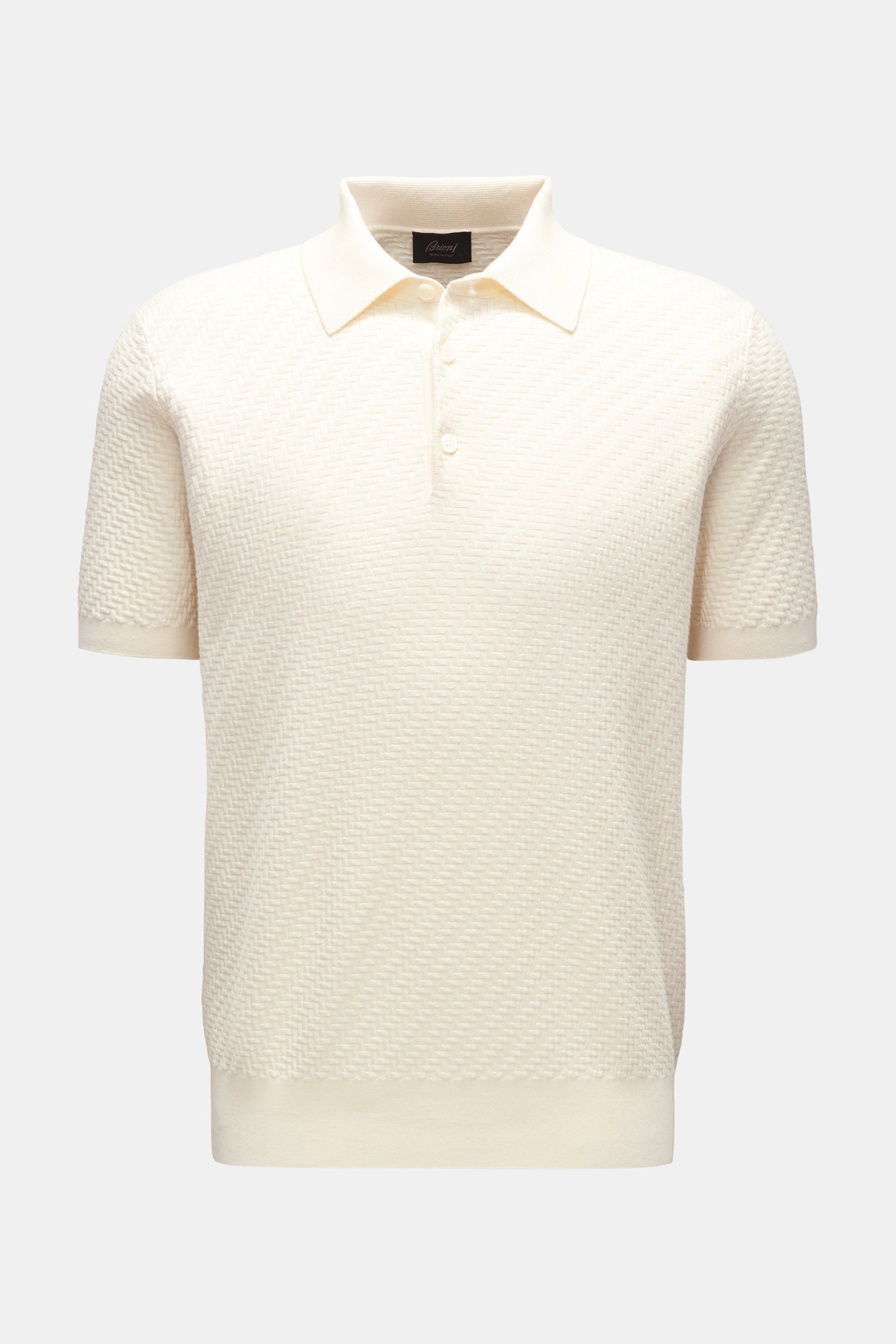 Brioni Short sleeve knit polo cream