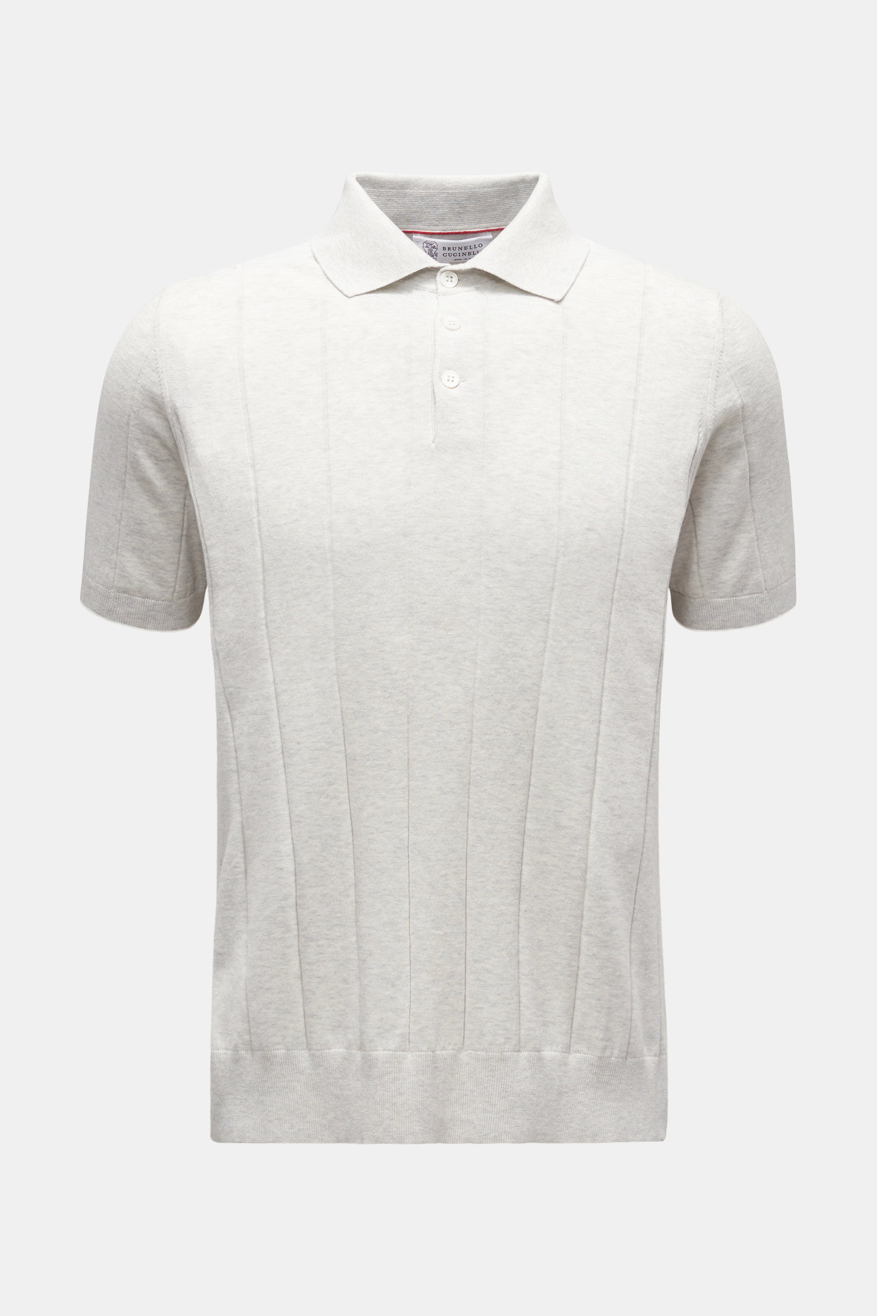 Brunello Cucinelli Kurzarm-Strickpolo hellgrau