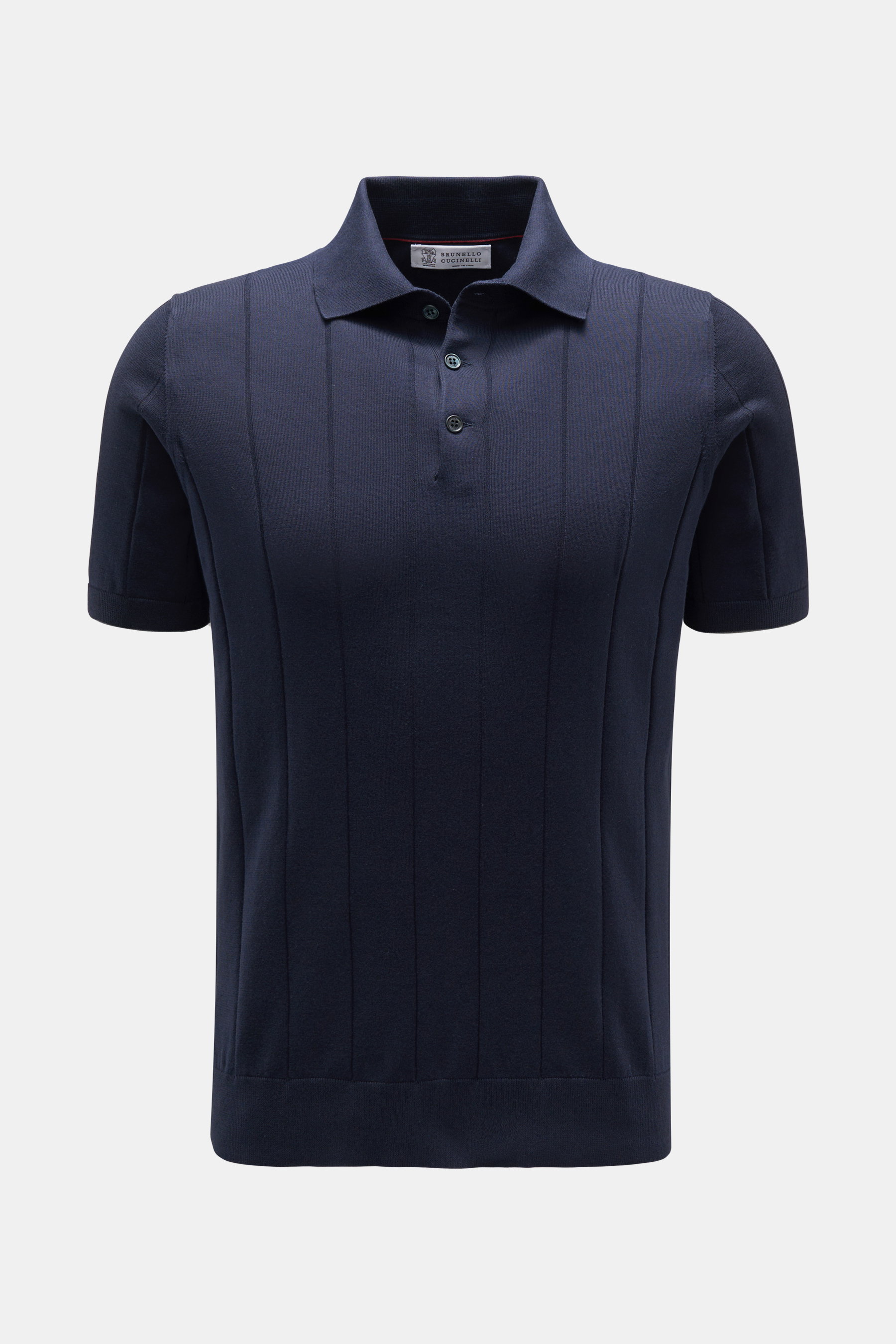 Brunello Cucinelli Kurzarm-Strickpolo navy