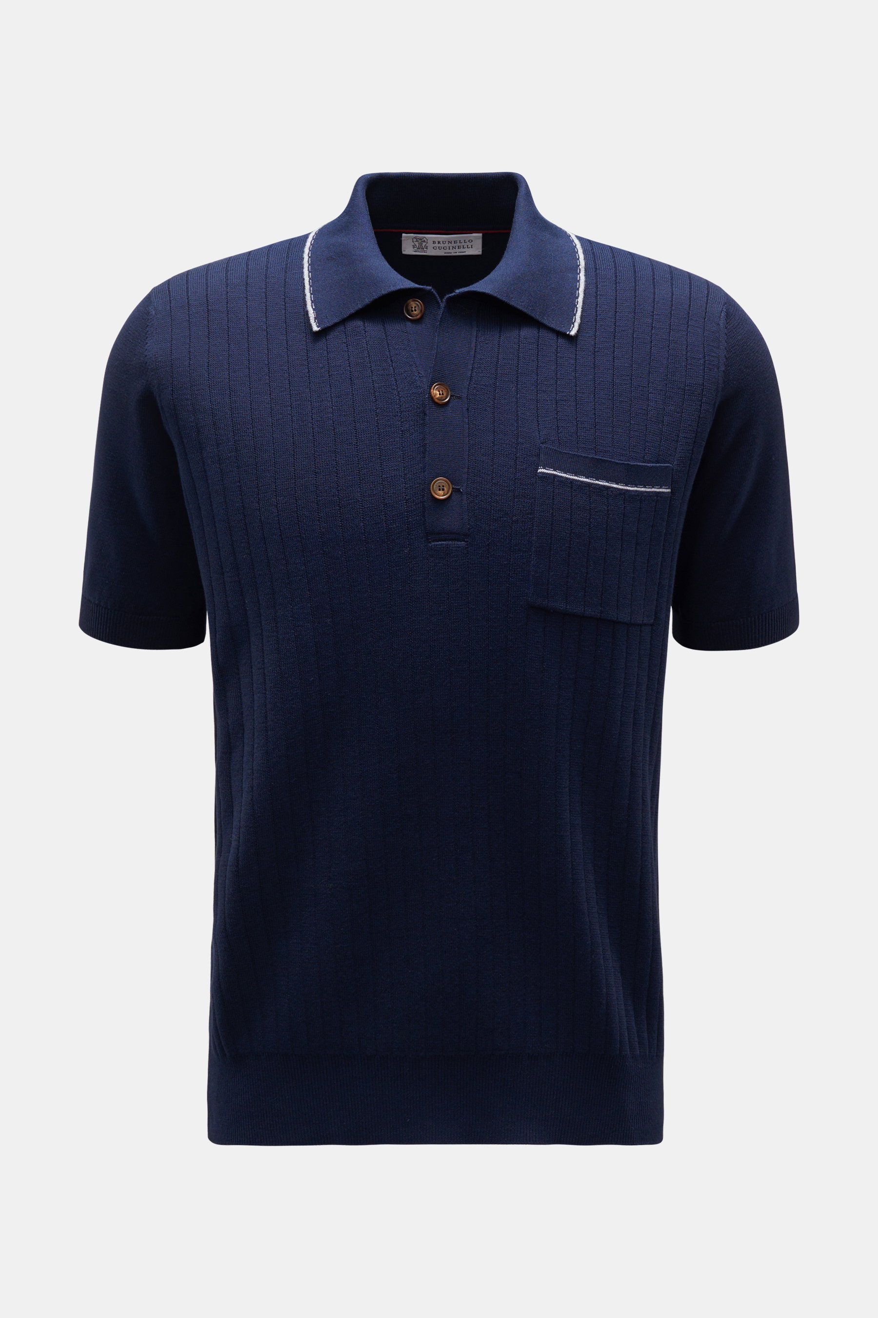Brunello Cucinelli Kurzarm-Strickpolo navy