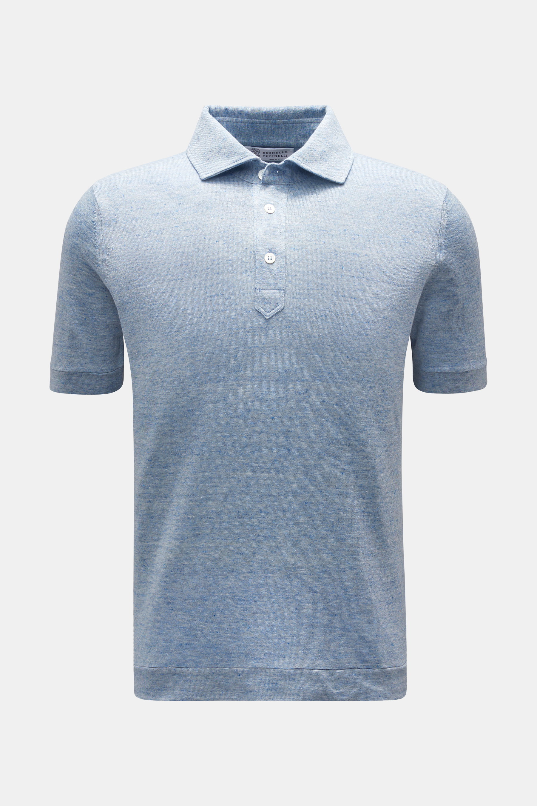 Brunello Cucinelli Kurzarm-Strickpolo rauchblau