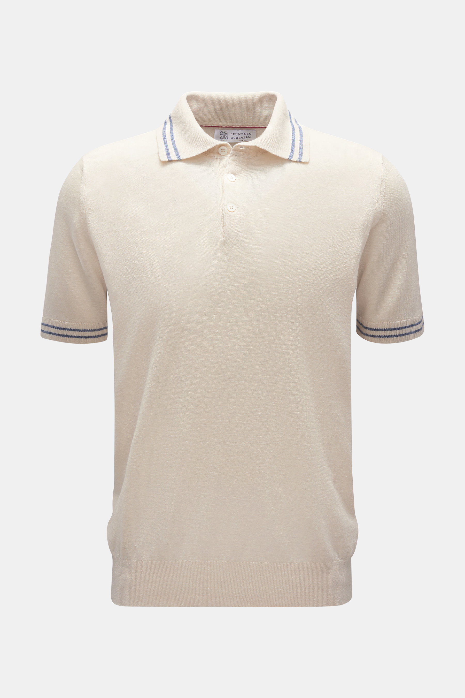 Brunello Cucinelli Kurzarm-Strickpolo creme