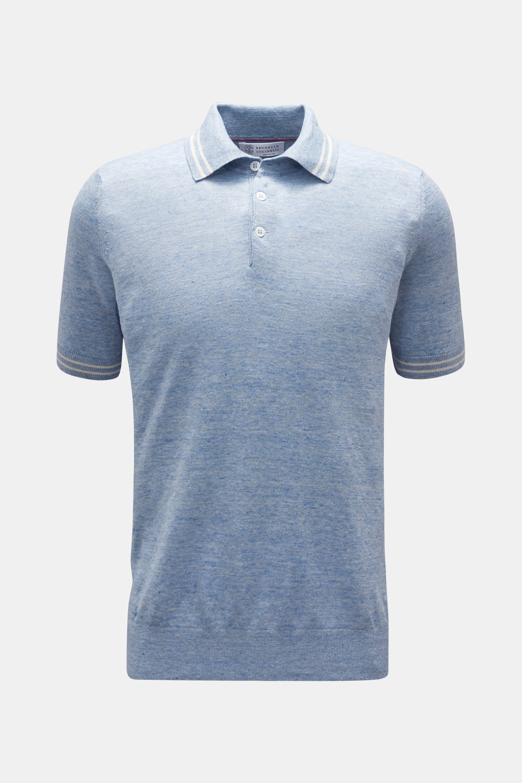 Brunello Cucinelli Kurzarm-Strickpolo rauchblau
