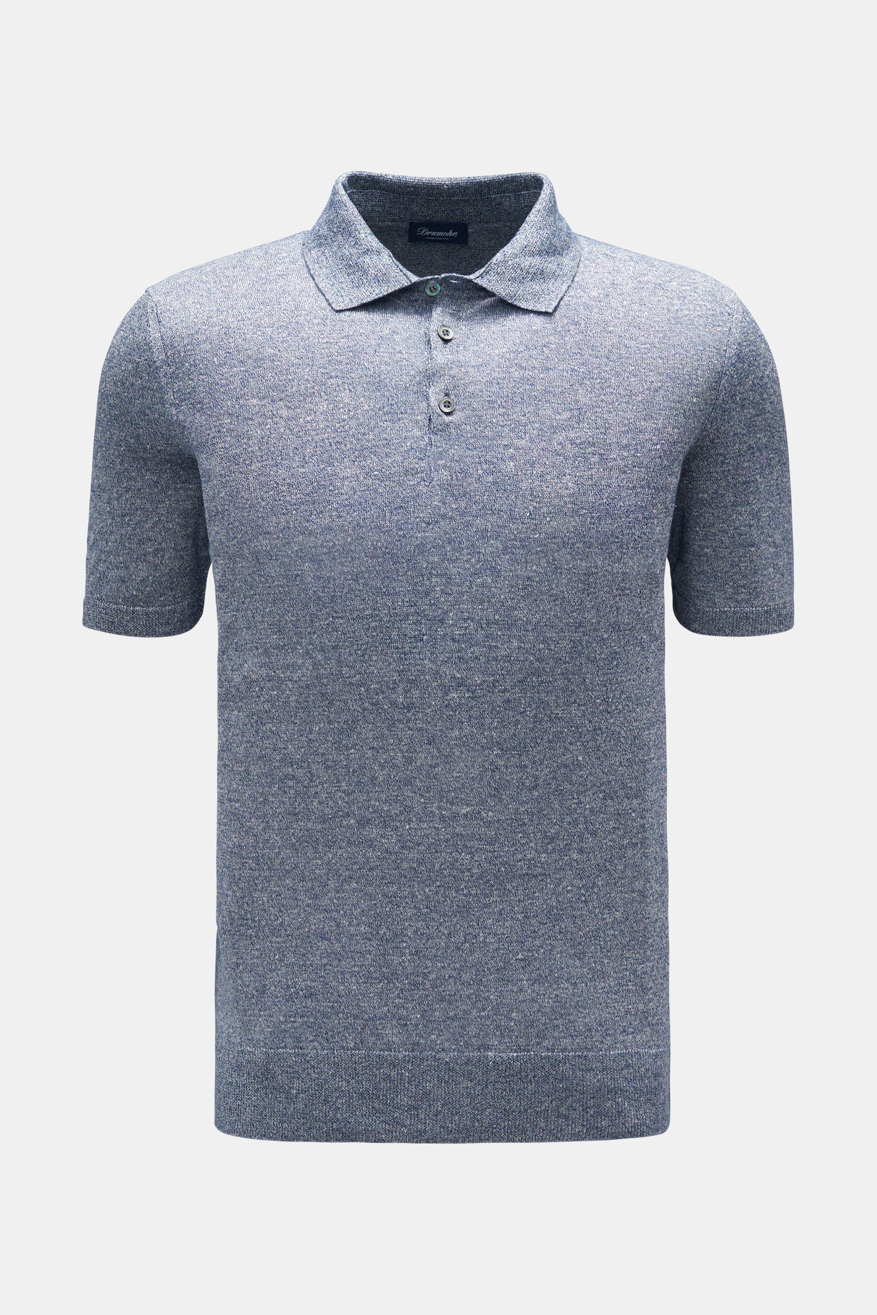 Drumohr Kurzarm-Strickpolo graublau