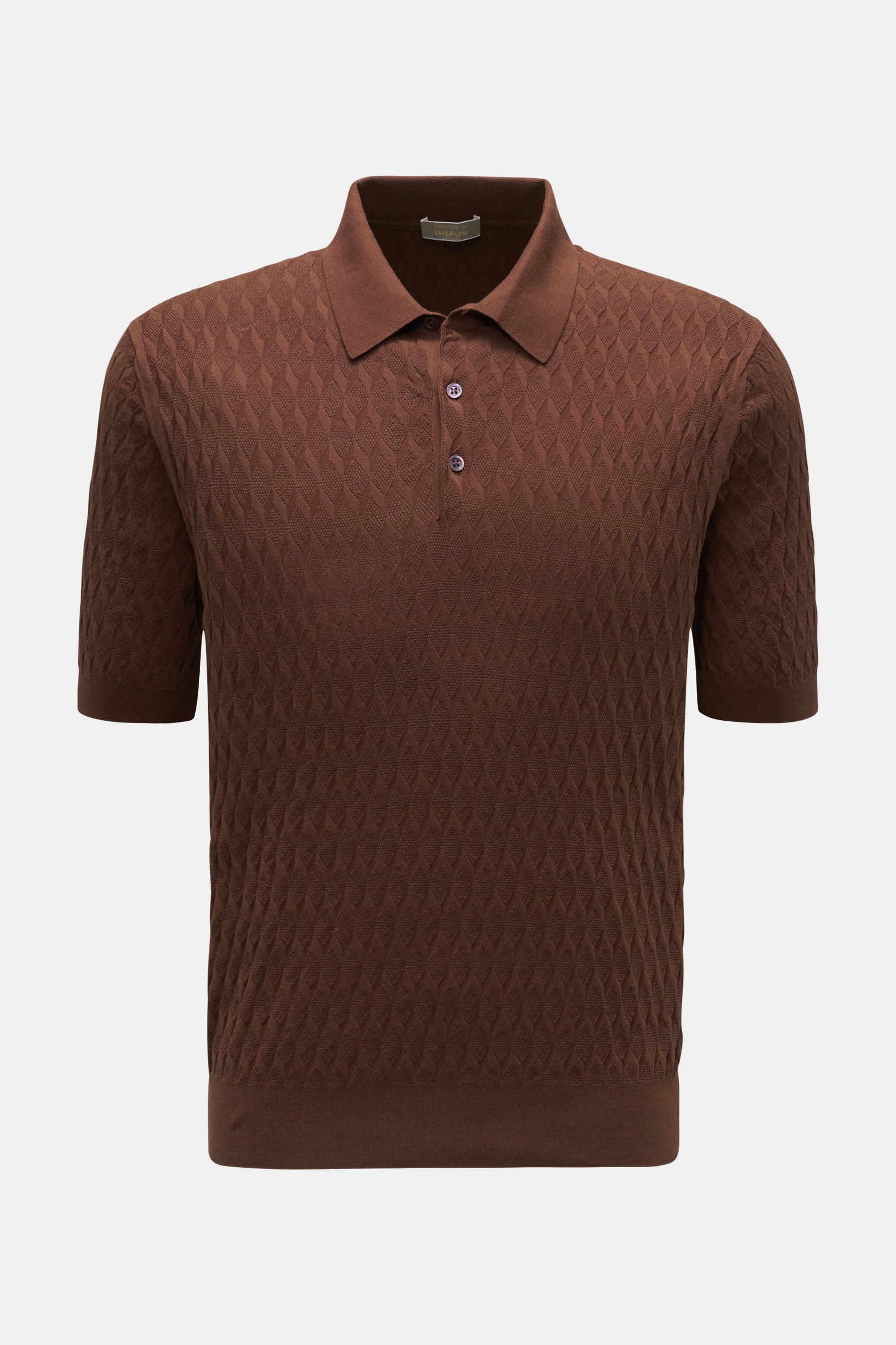 Cruciani Kurzarm-Strickpolo braun gemustert