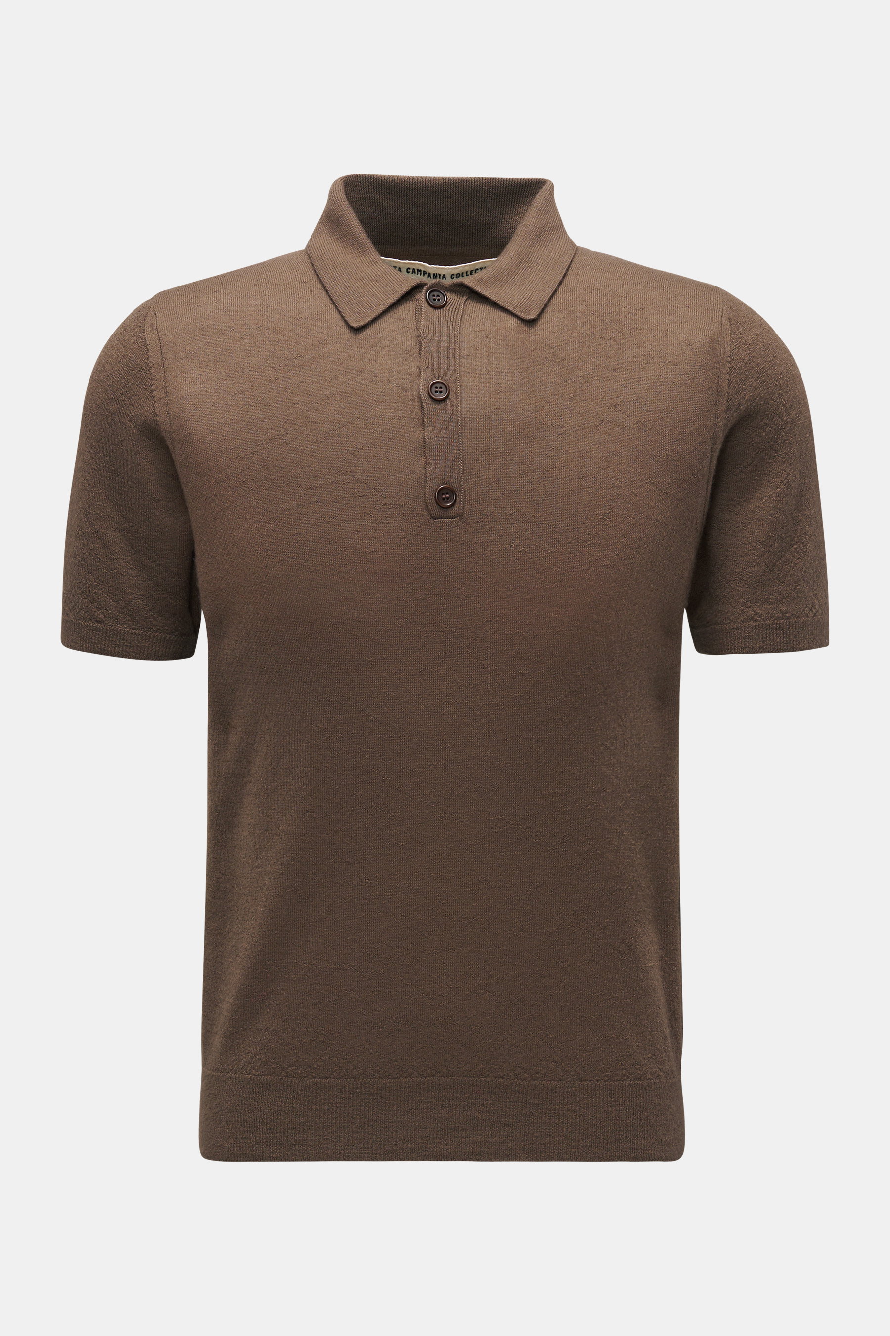Meta Campania Collective Cashmere Kurzarm-Strickpolo 'Joe' dunkelbraun