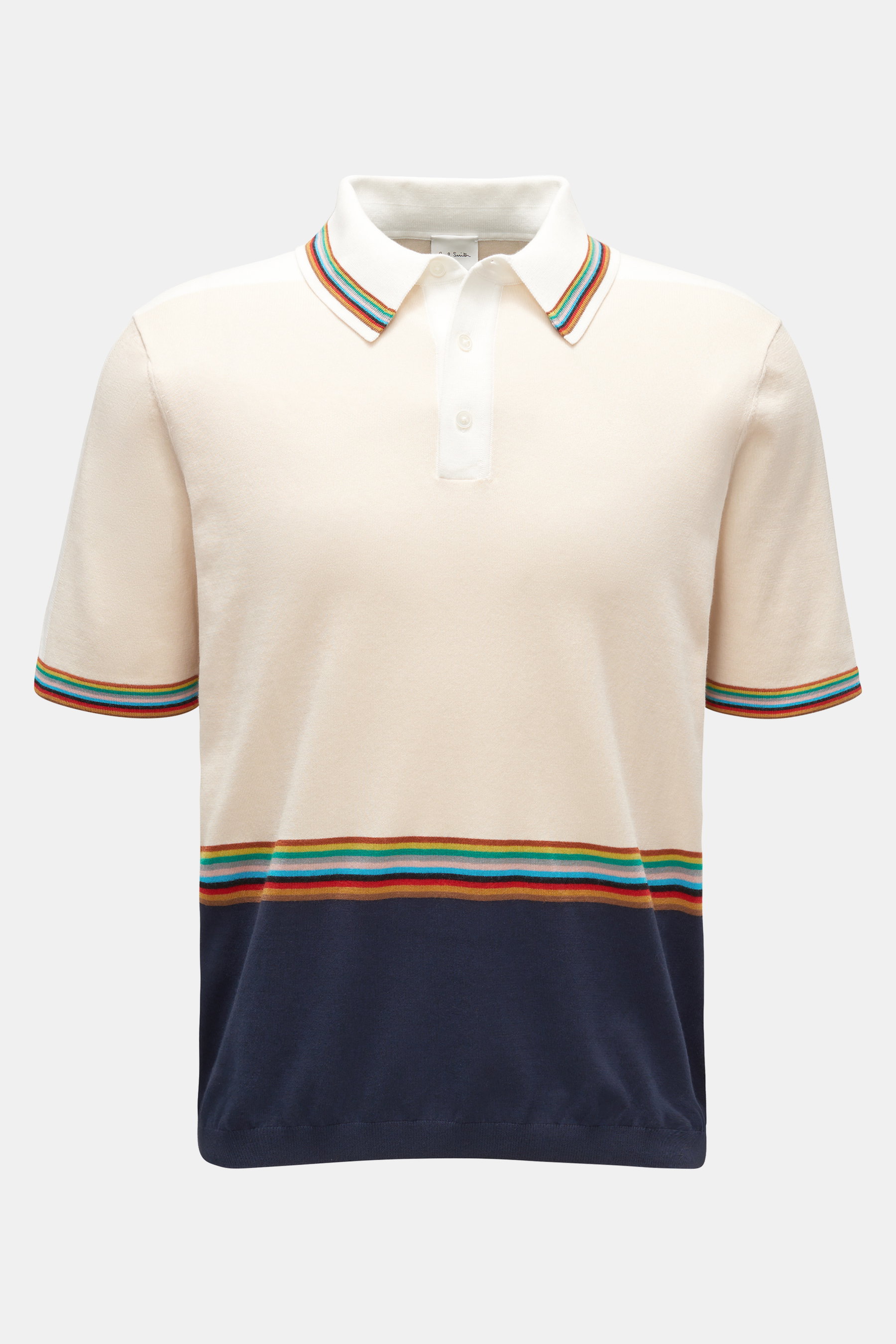 Paul Smith Kurzarm-Strickpolo beige/weiß/navy