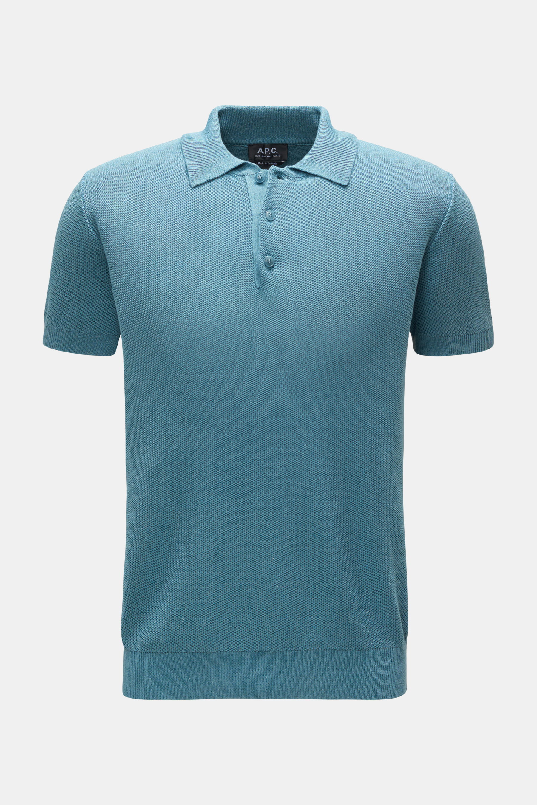 A.P.C. Kurzarm-Strickpolo 'Fred' rauchblau