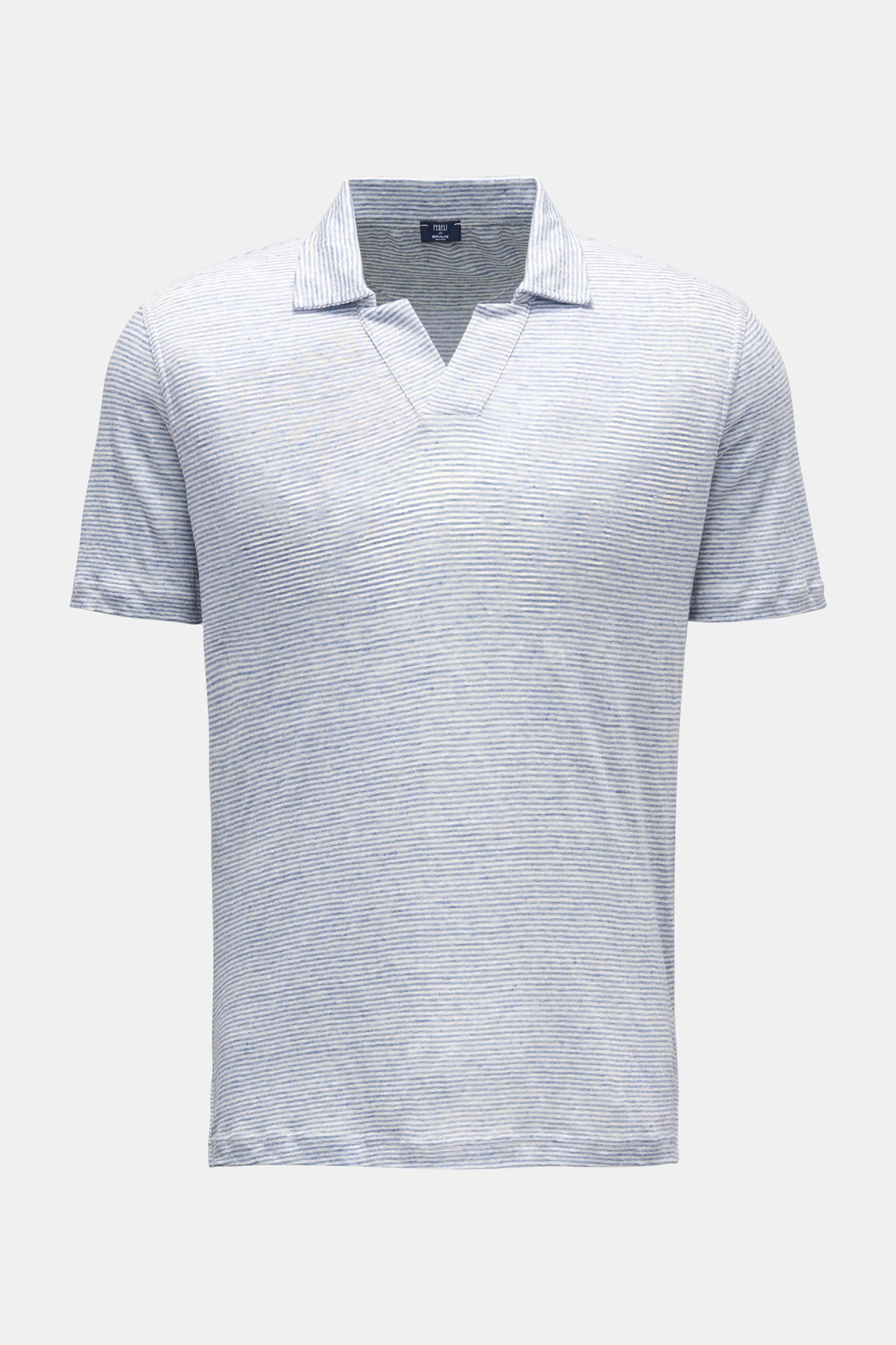 Fedeli Leinen-Poloshirt 'Franky' rauchblau/weiß gestreift