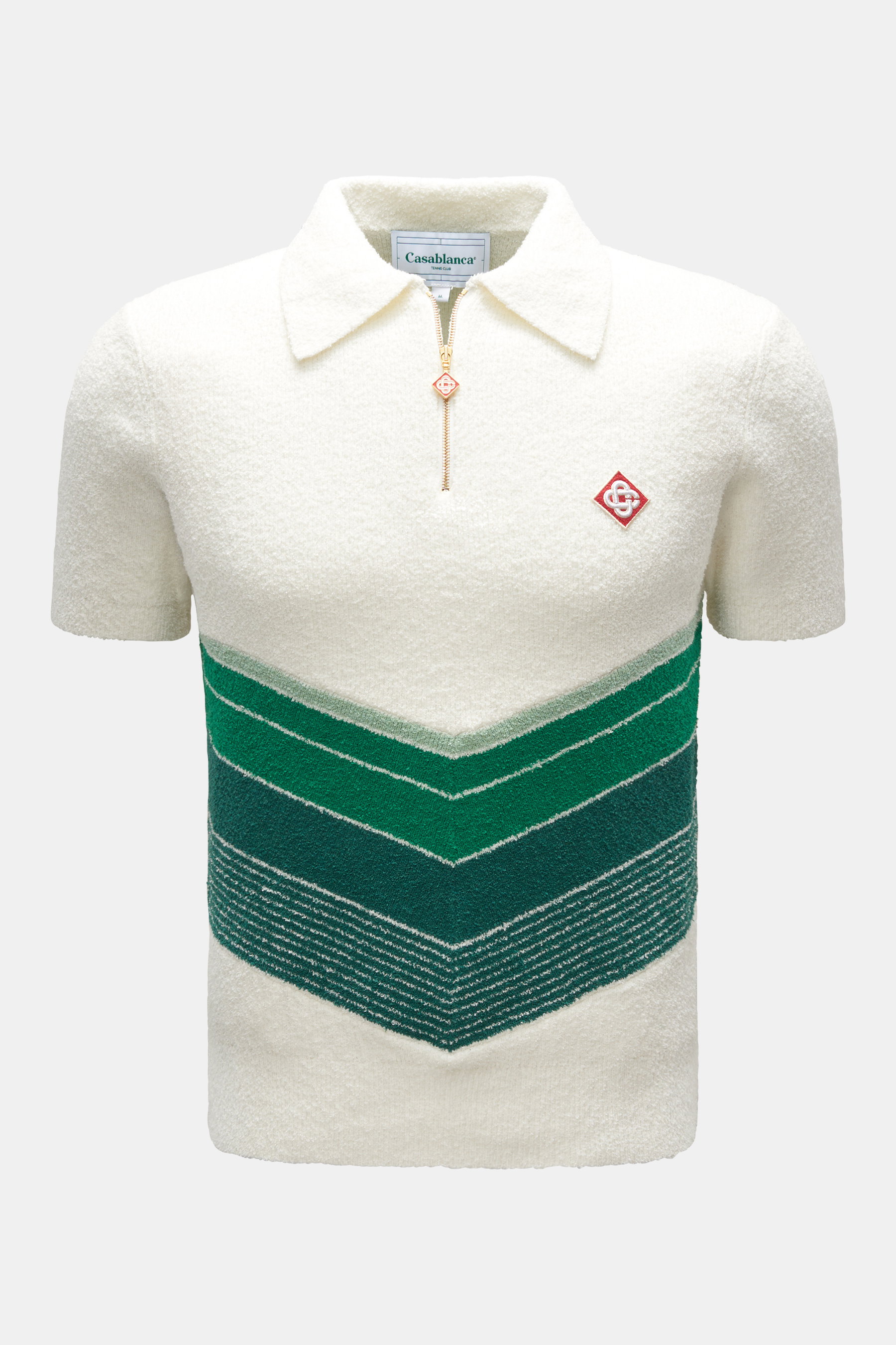 Casablanca Kurzarm-Strickpolo offwhite/grün gestreift