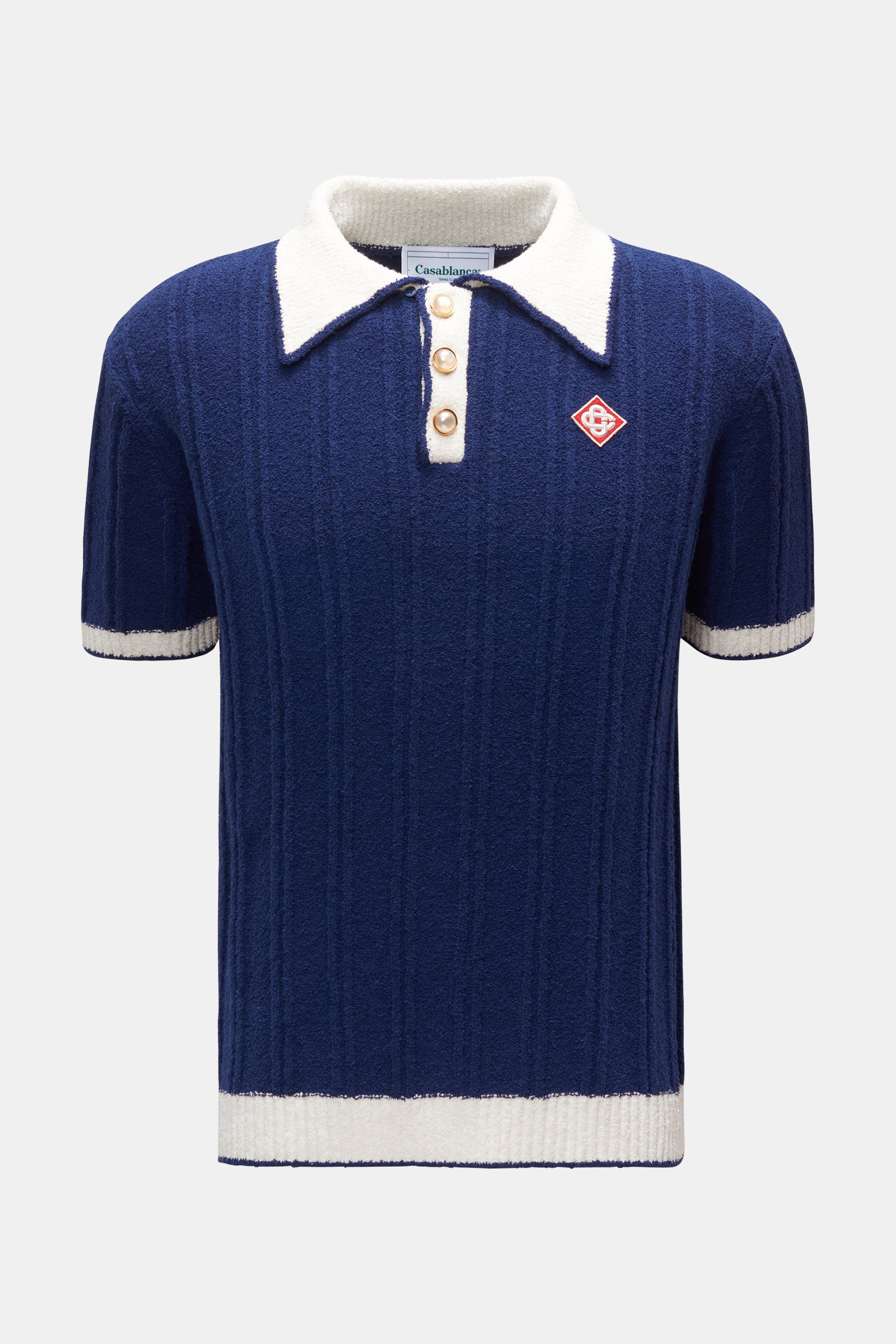 Casablanca Kurzarm-Strickpolo navy/weiß