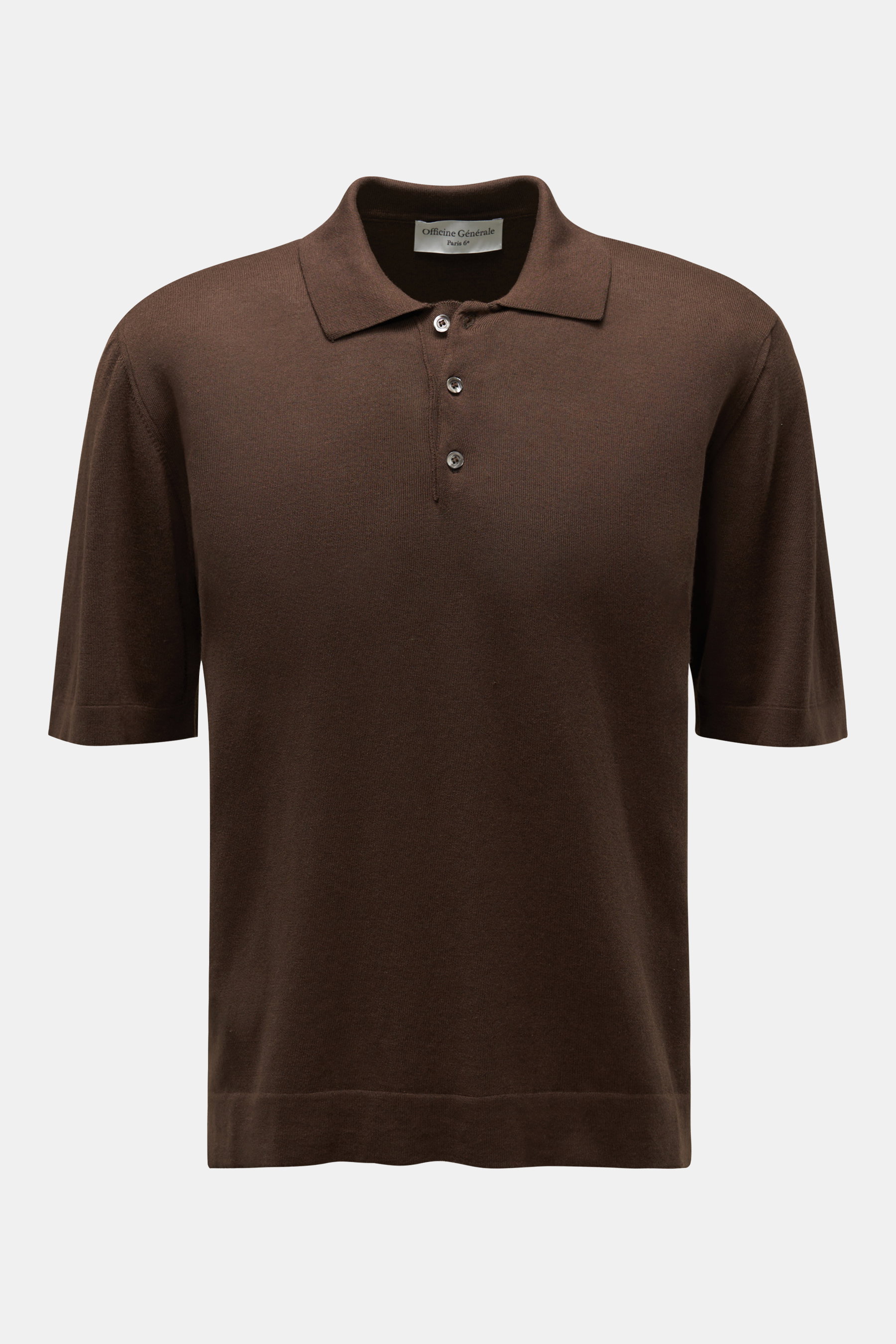 Officine Générale Kurzarm-Strickpolo 'Brutus' dunkelbraun