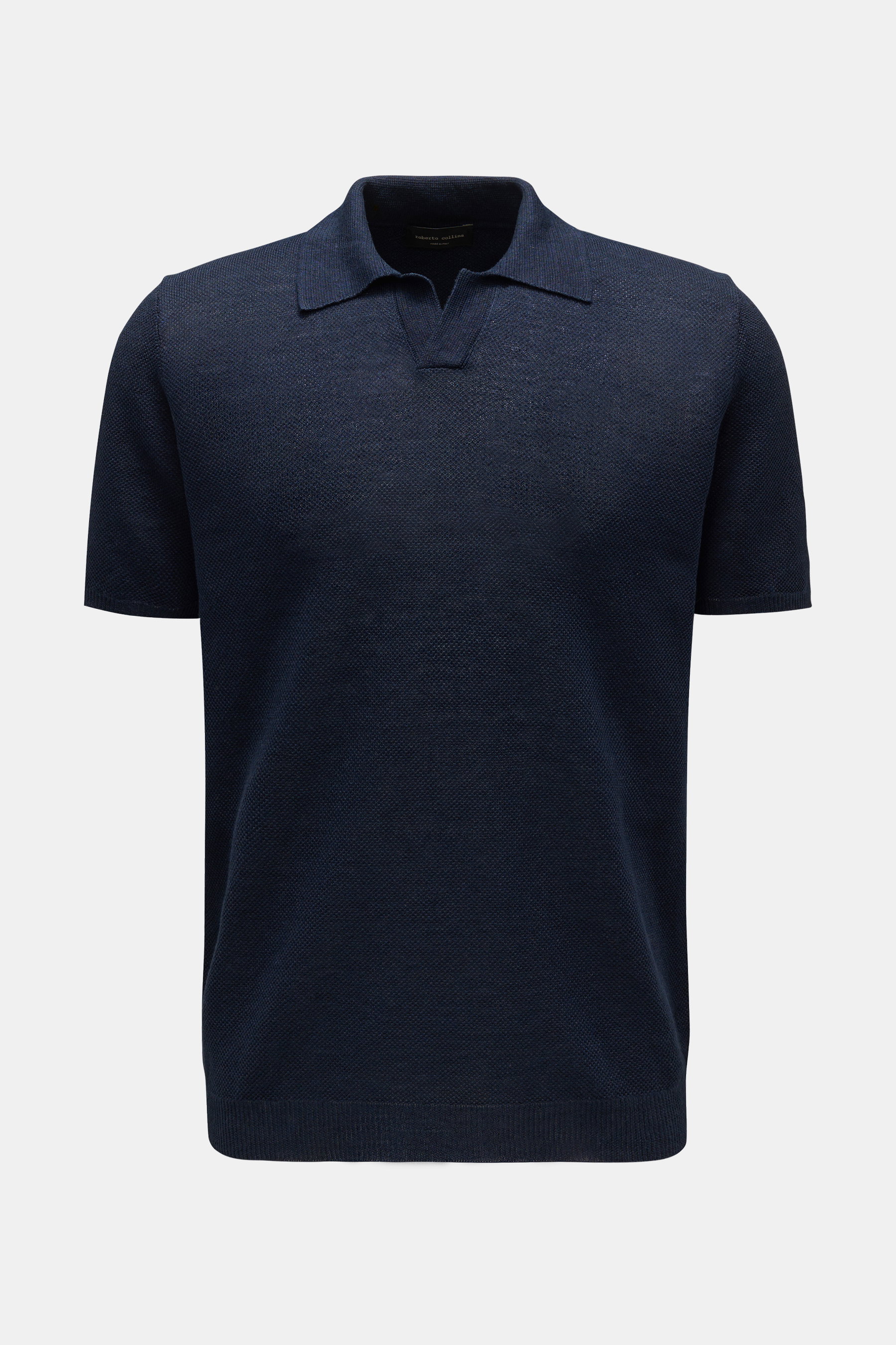 Roberto Collina Leinen Kurzarm-Strickpolo navy