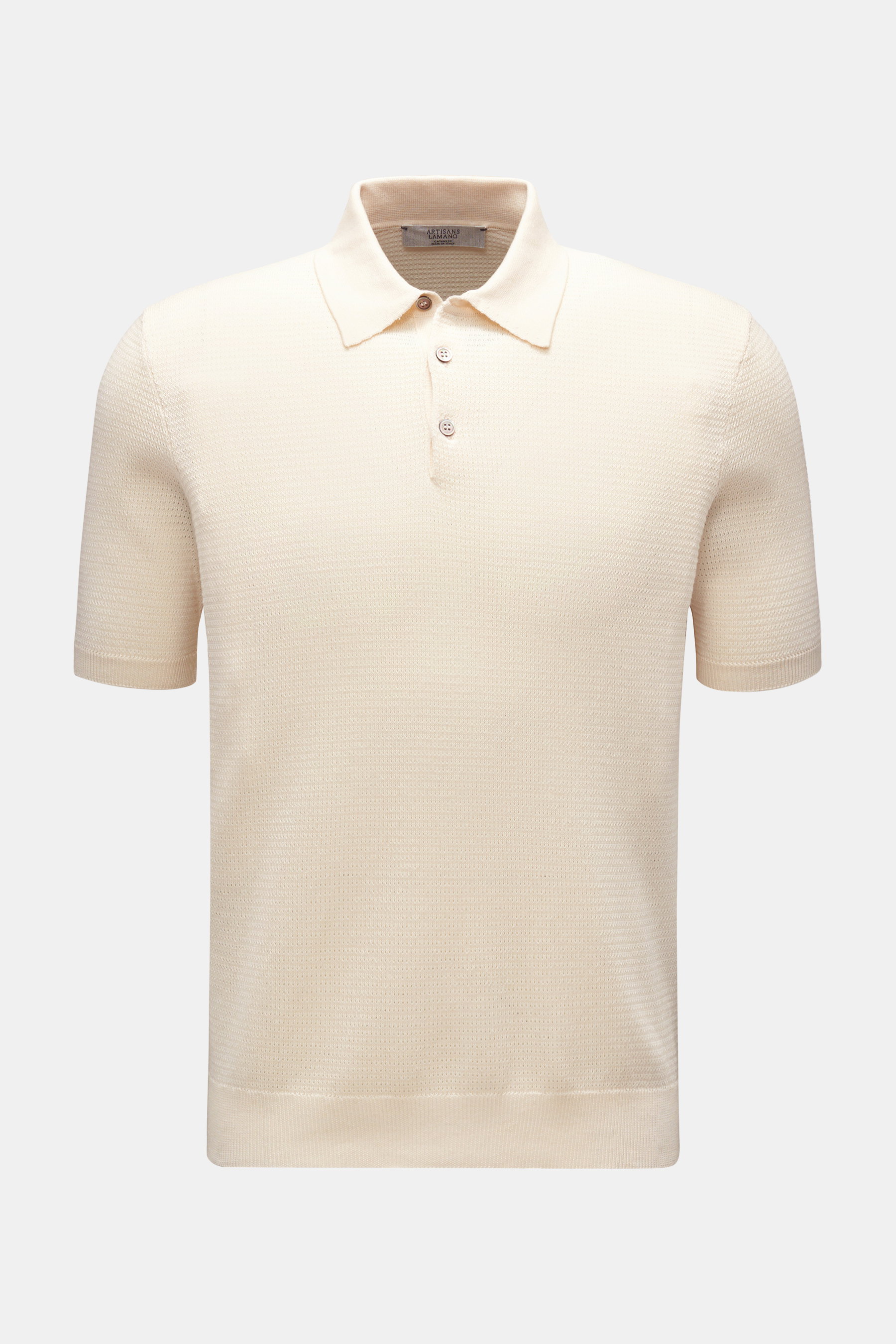 Lamano Artisans Kurzarm-Strickpolo creme