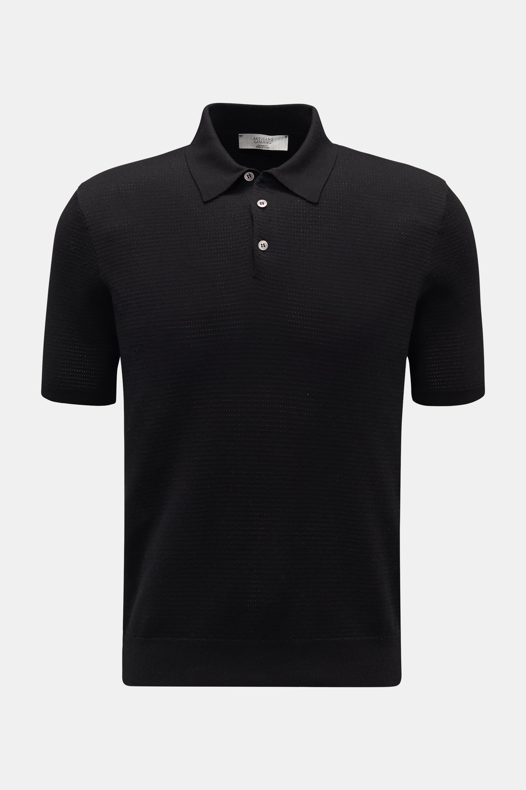 Lamano Artisans Kurzarm-Strickpolo schwarz