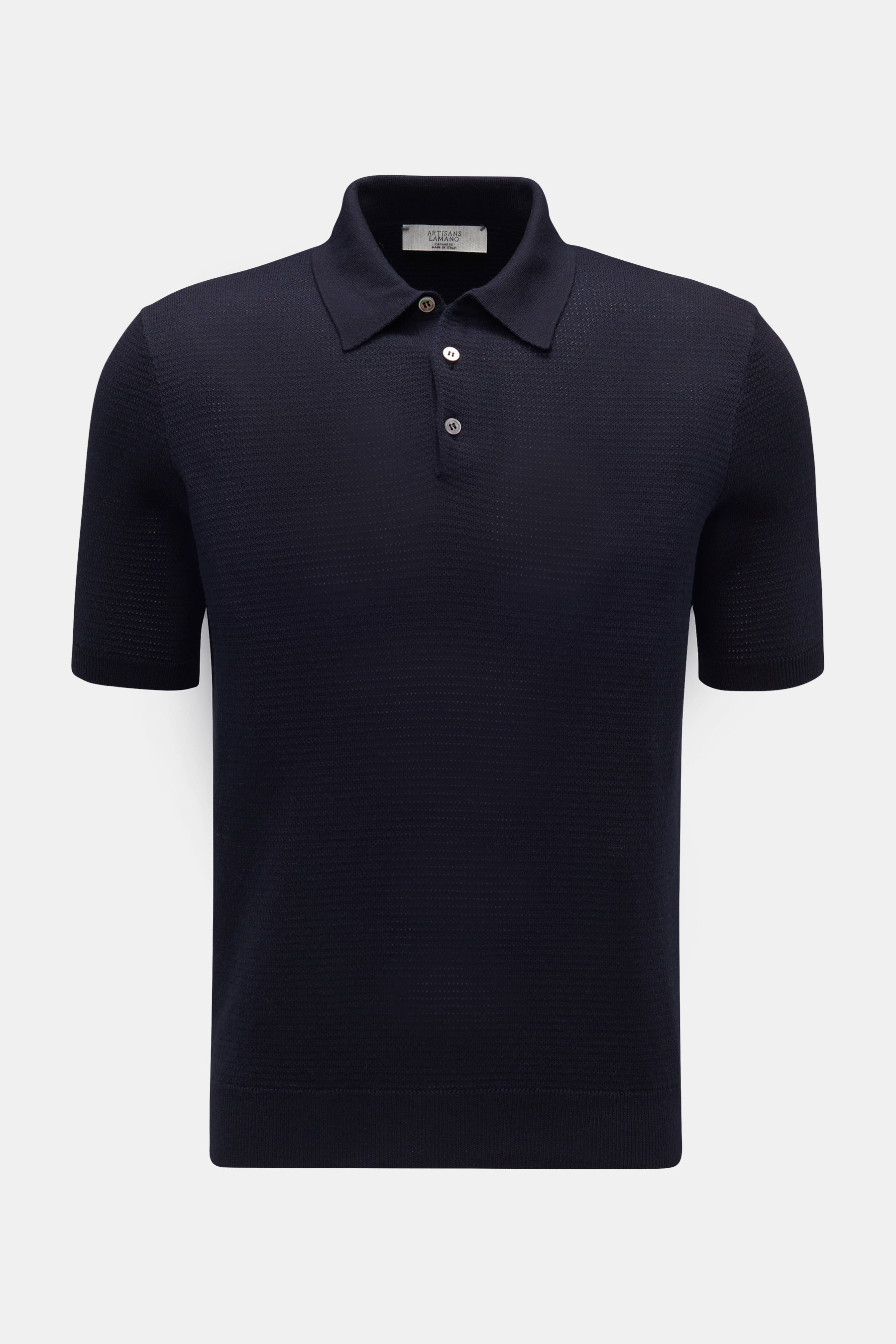 Lamano Artisans Kurzarm-Strickpolo navy