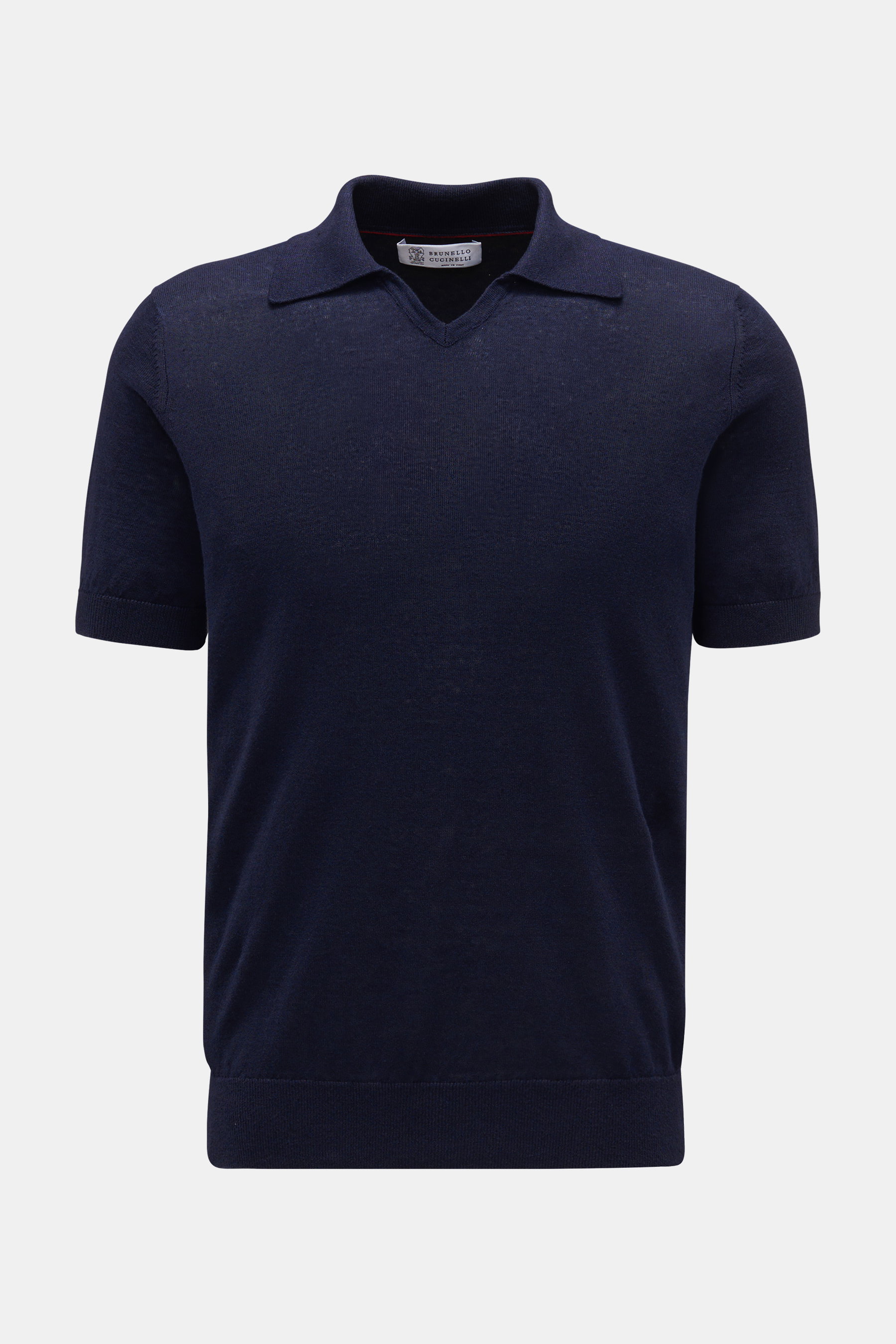 Brunello Cucinelli Kurzarm-Feinstrickpolo navy