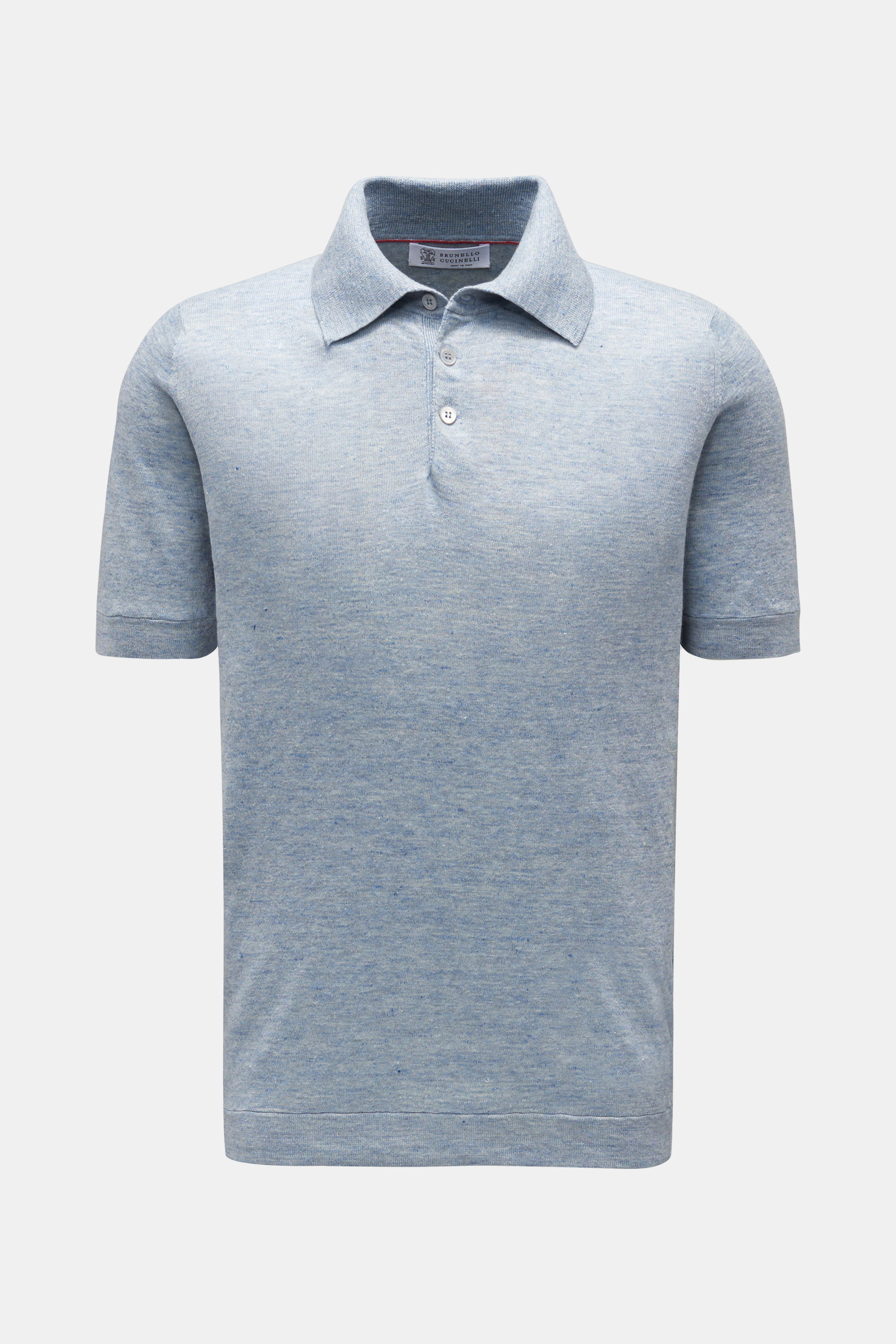 Brunello Cucinelli Kurzarm-Strickpolo rauchblau meliert