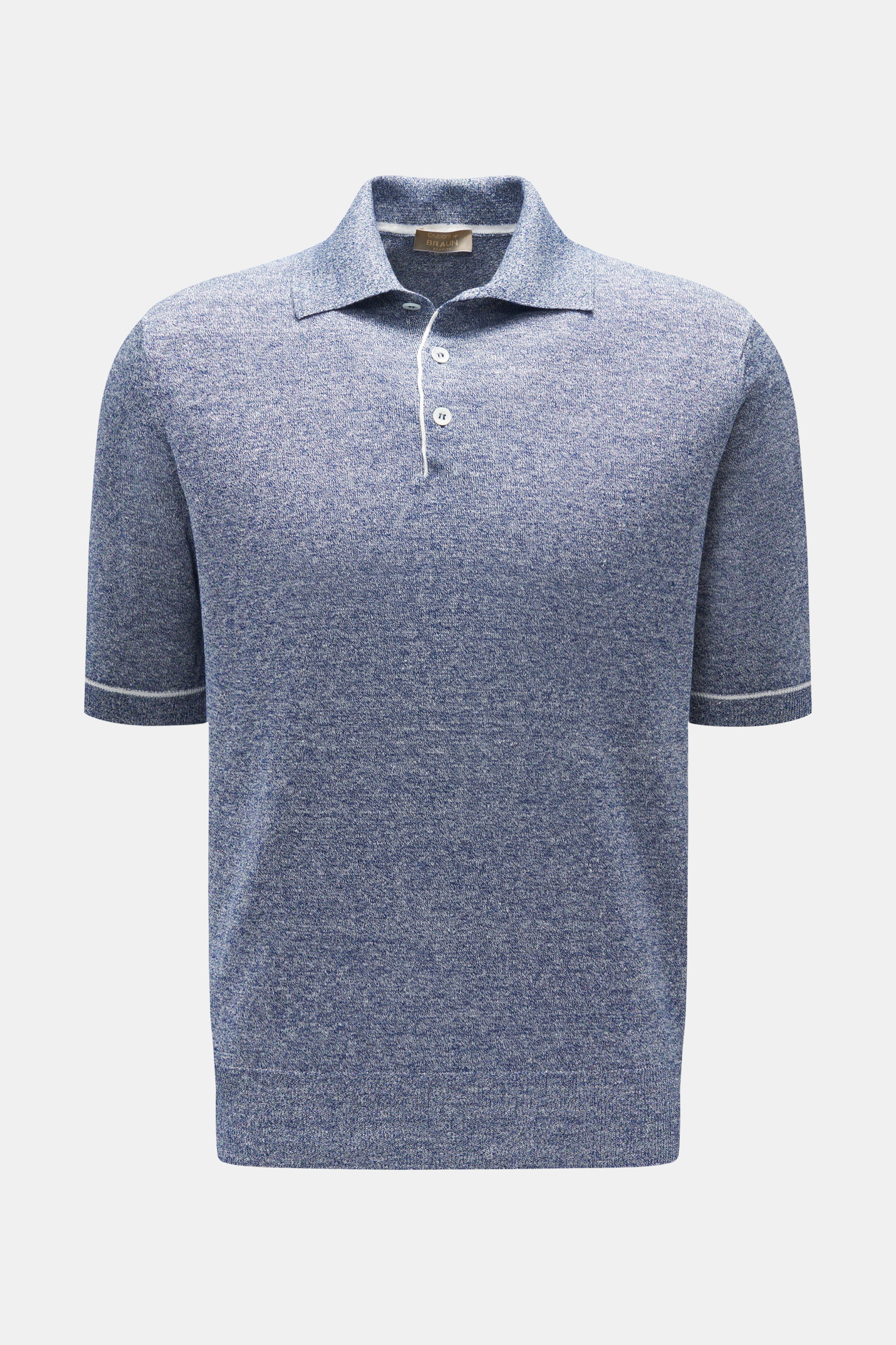 Cruciani Kurzarm-Strickpolo navy/weiß meliert